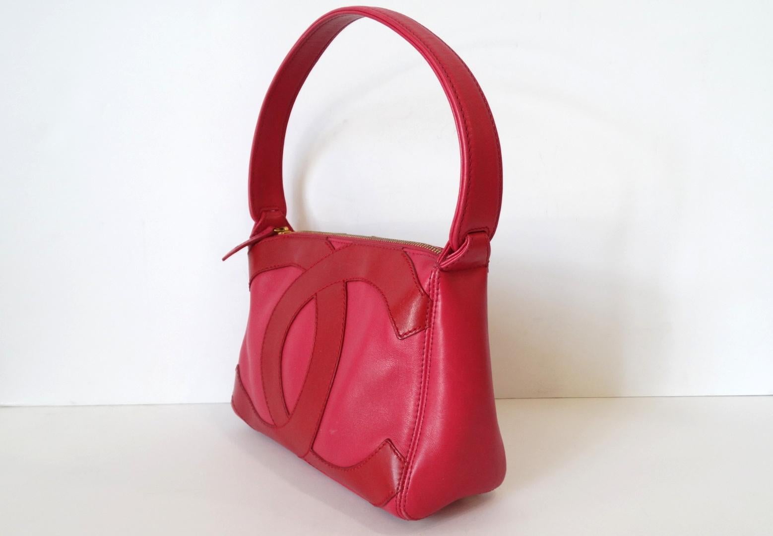 Red Chanel Two Tone Top Handle Bag, 1990s