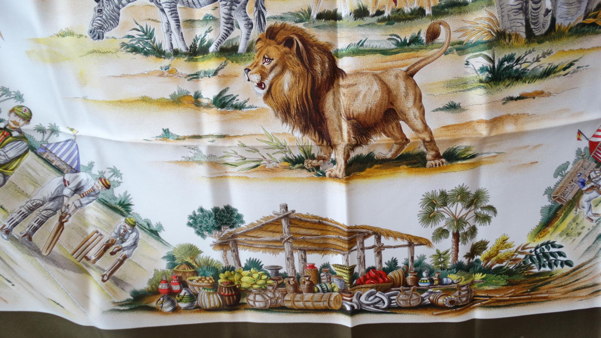 Rare Gucci Sahara Animal Printed Silk Scarf  In Excellent Condition In Scottsdale, AZ