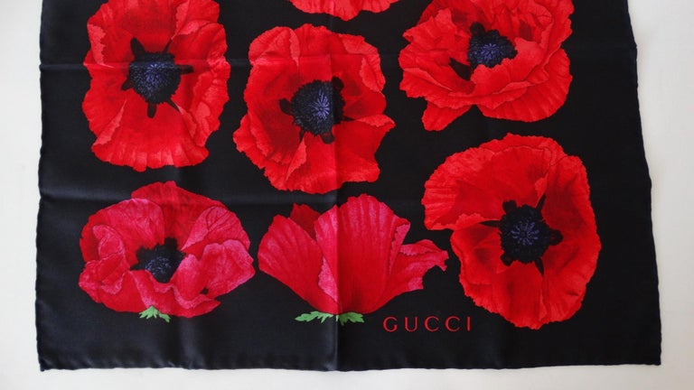 1980s Gucci Red Poppy Silk Scarf at 1stDibs | gucci poppy scarf, red poppy  scarf, silk poppy scarf