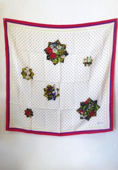1980s Gucci Floral Polka-dot Silk Scarf