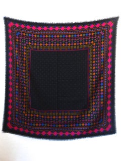 1980s Gucci Aztec Inspired Fringe Shawl