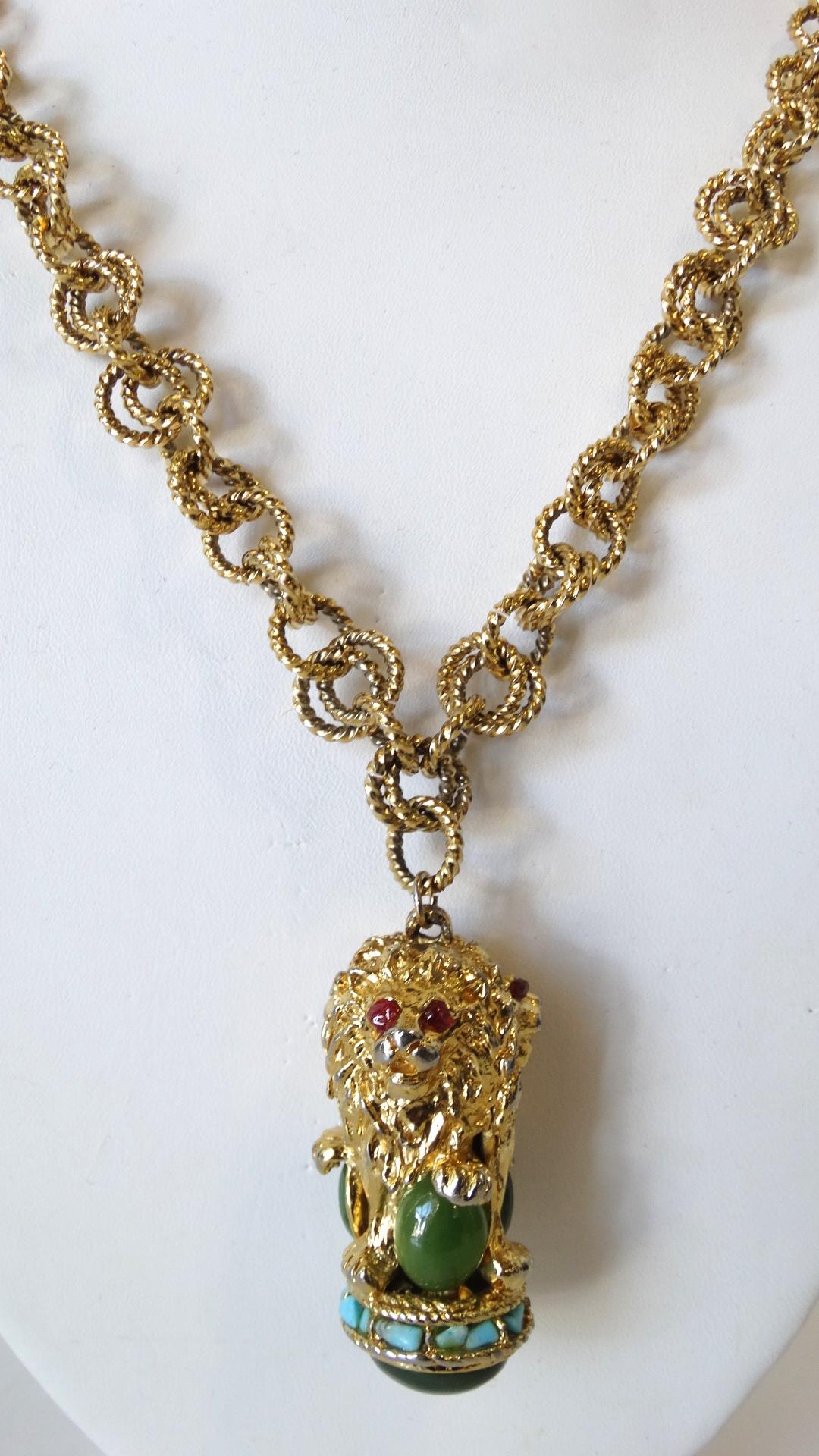 Gold Plated Lion Pendant Necklace   3