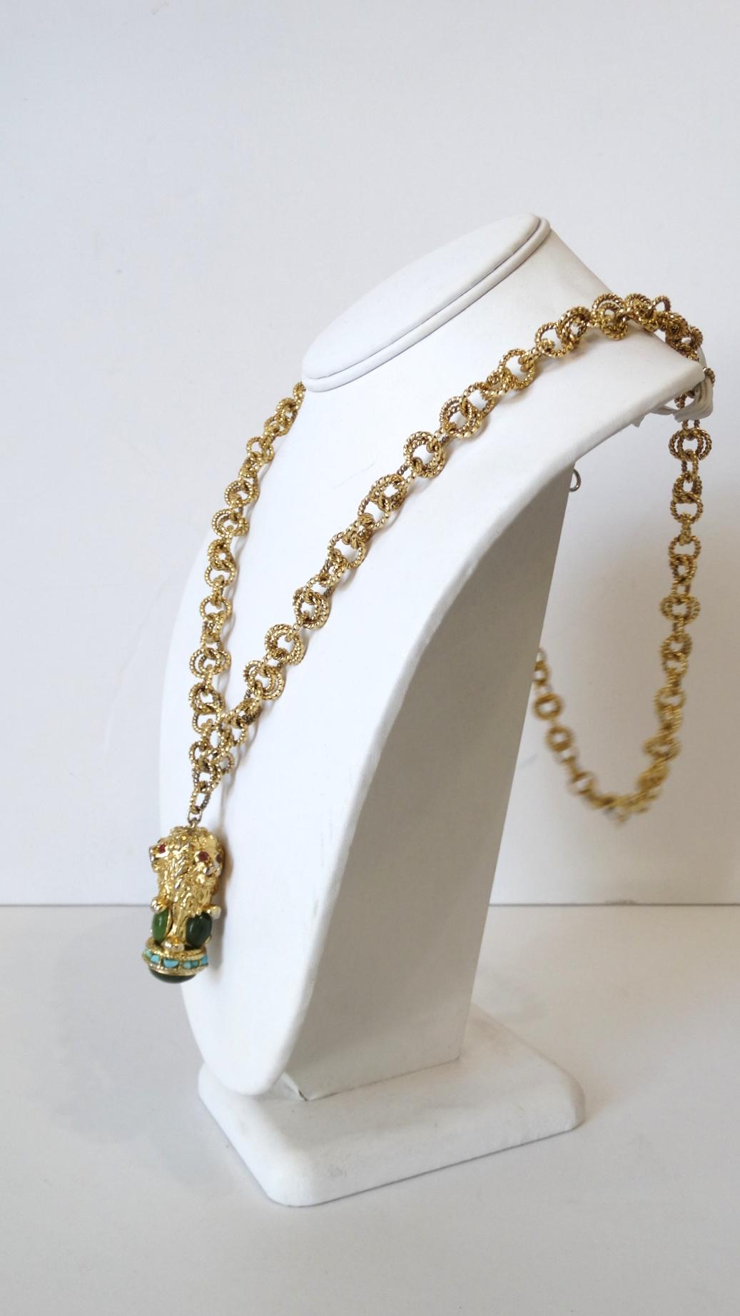 Women's or Men's Gold Plated Lion Pendant Necklace  