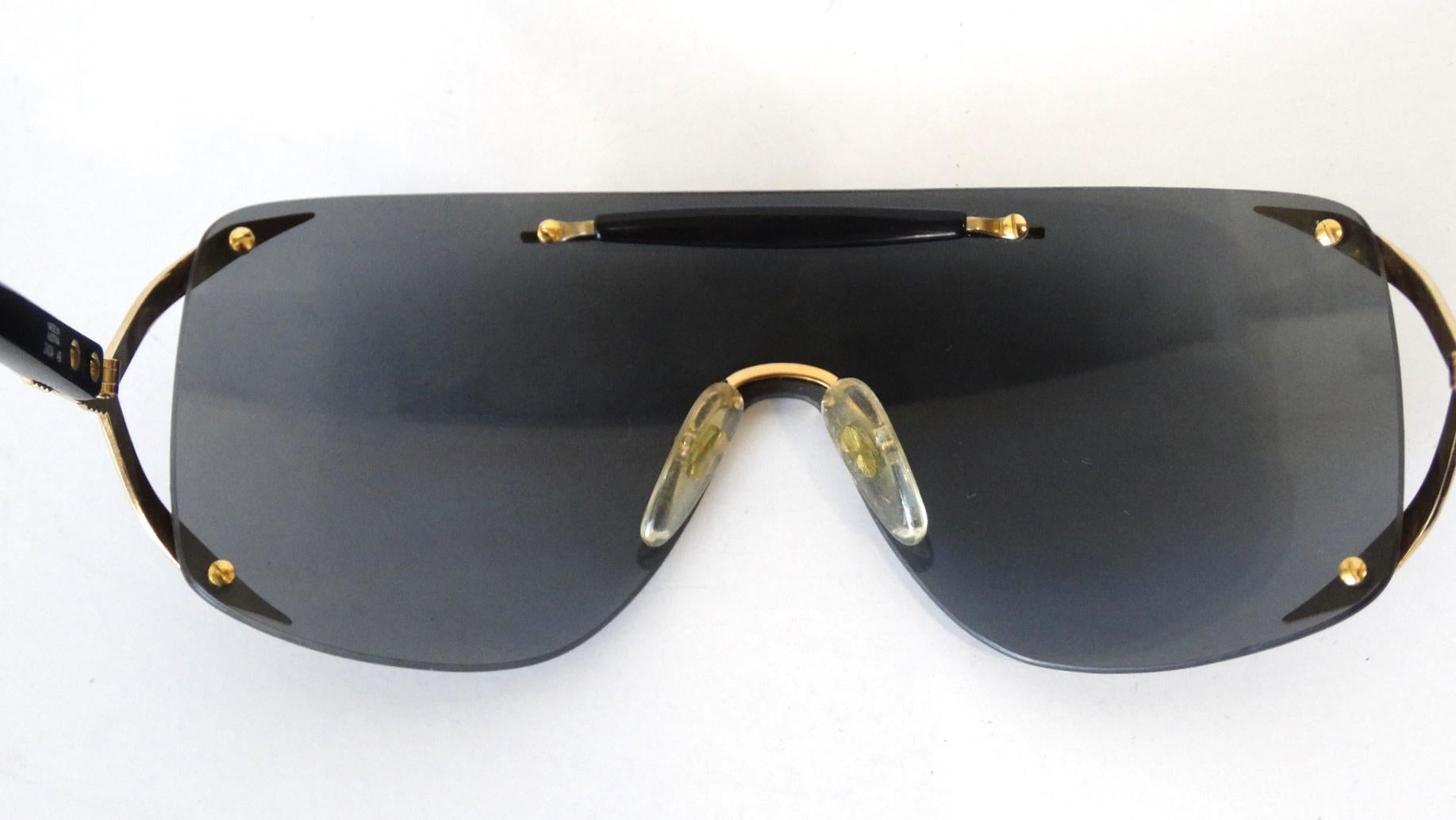 Gray 1980s Vintage Christian Dior Shield Sunglasses