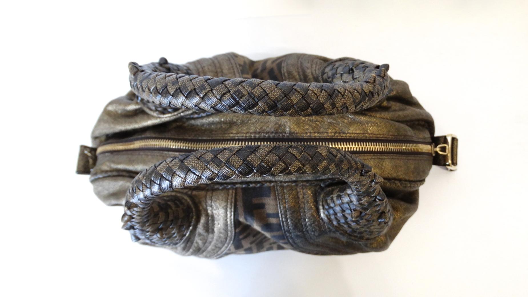 Black 2000s Fendi Zucca Print Leather Top Handle Bag