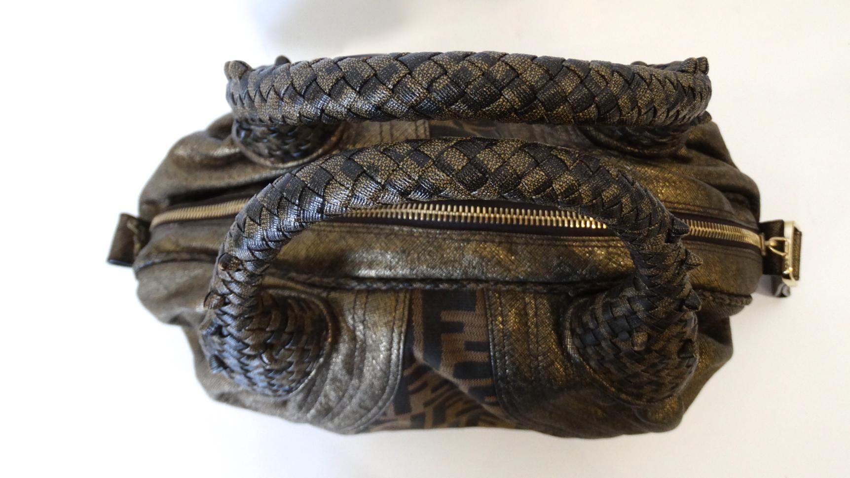 2000s Fendi Zucca Print Leather Top Handle Bag 2