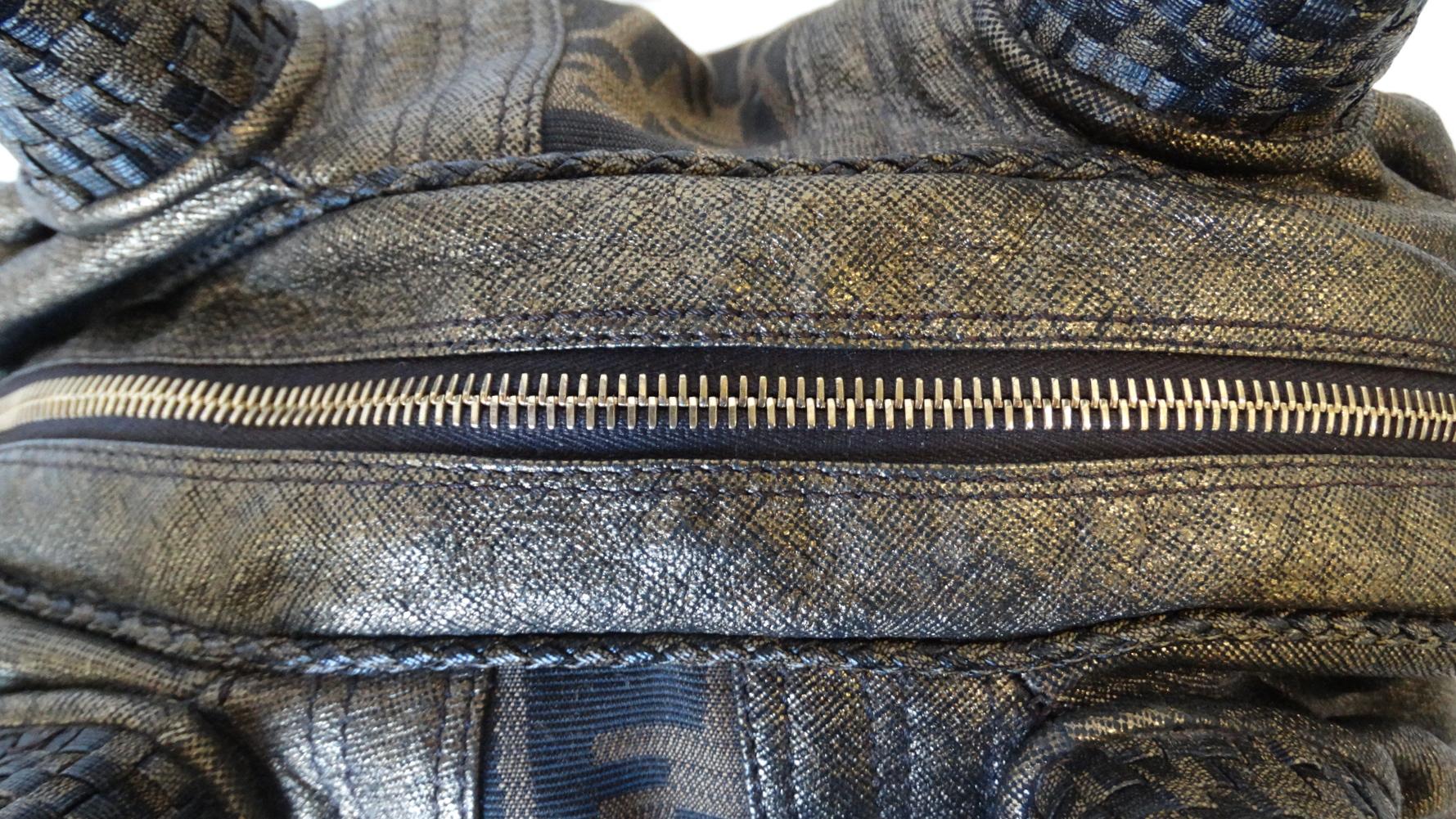 2000s Fendi Zucca Print Leather Top Handle Bag 5