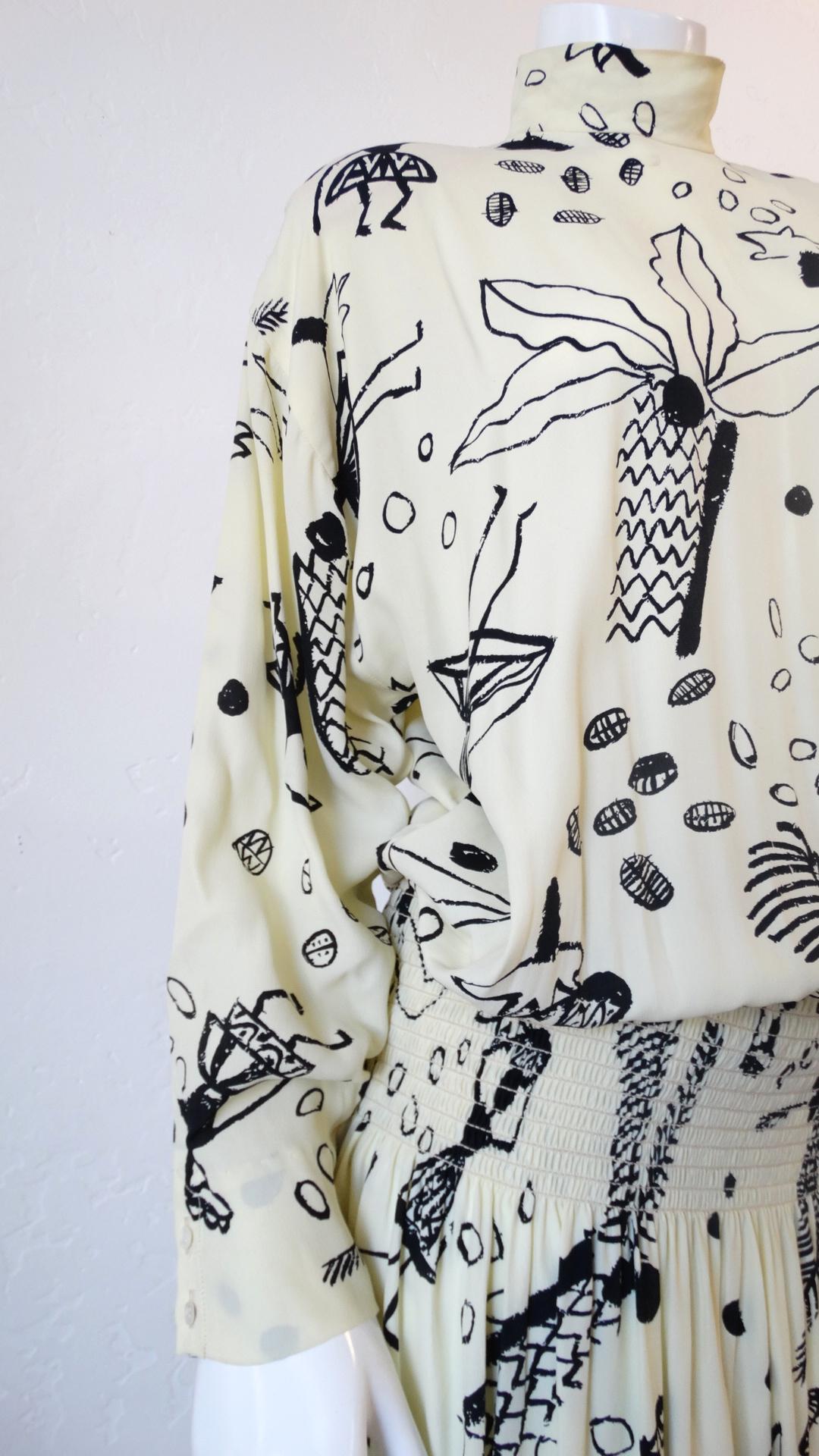 Women's 1980s Nicole Miller Silk Vacation Print Dress