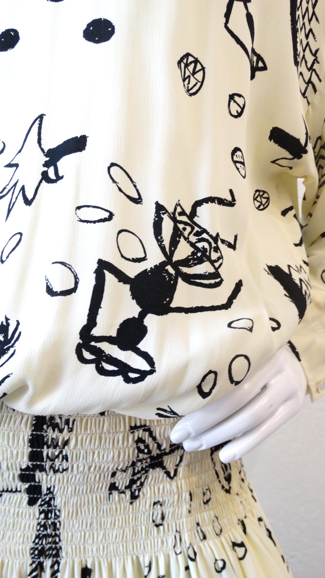 1980s Nicole Miller Silk Vacation Print Dress 3