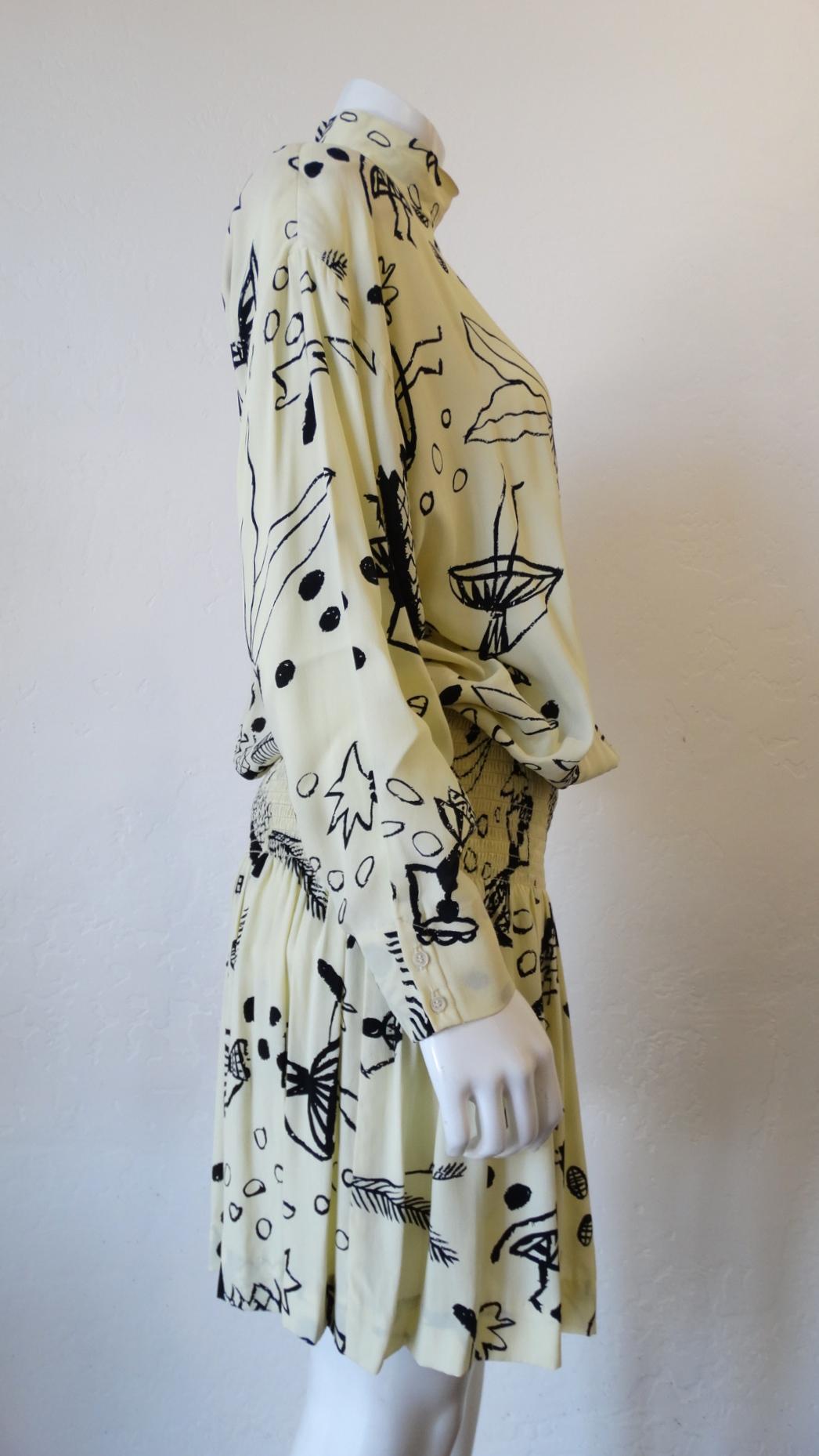 1980s Nicole Miller Silk Vacation Print Dress In Good Condition In Scottsdale, AZ