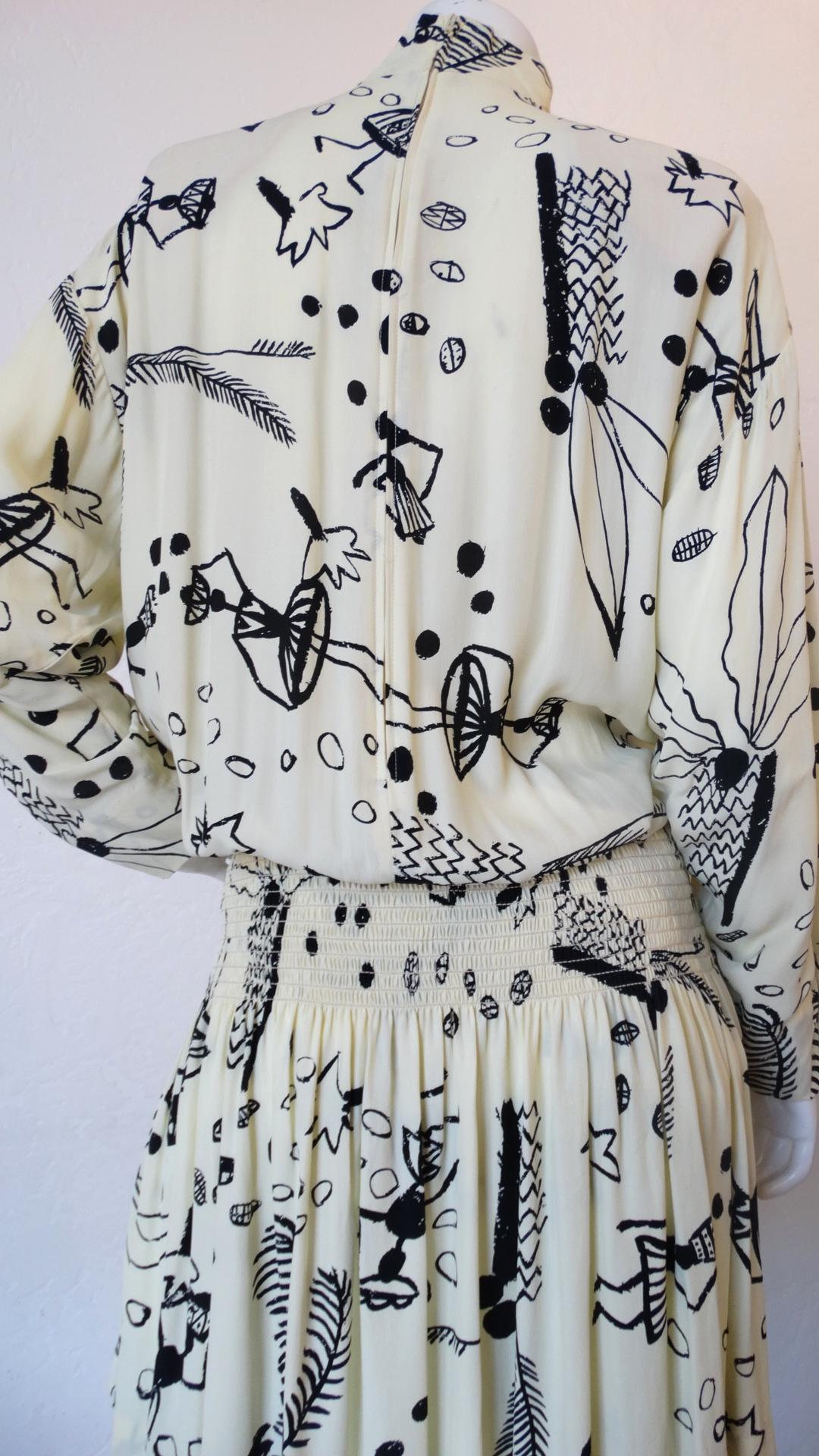 1980s Nicole Miller Silk Vacation Print Dress 5