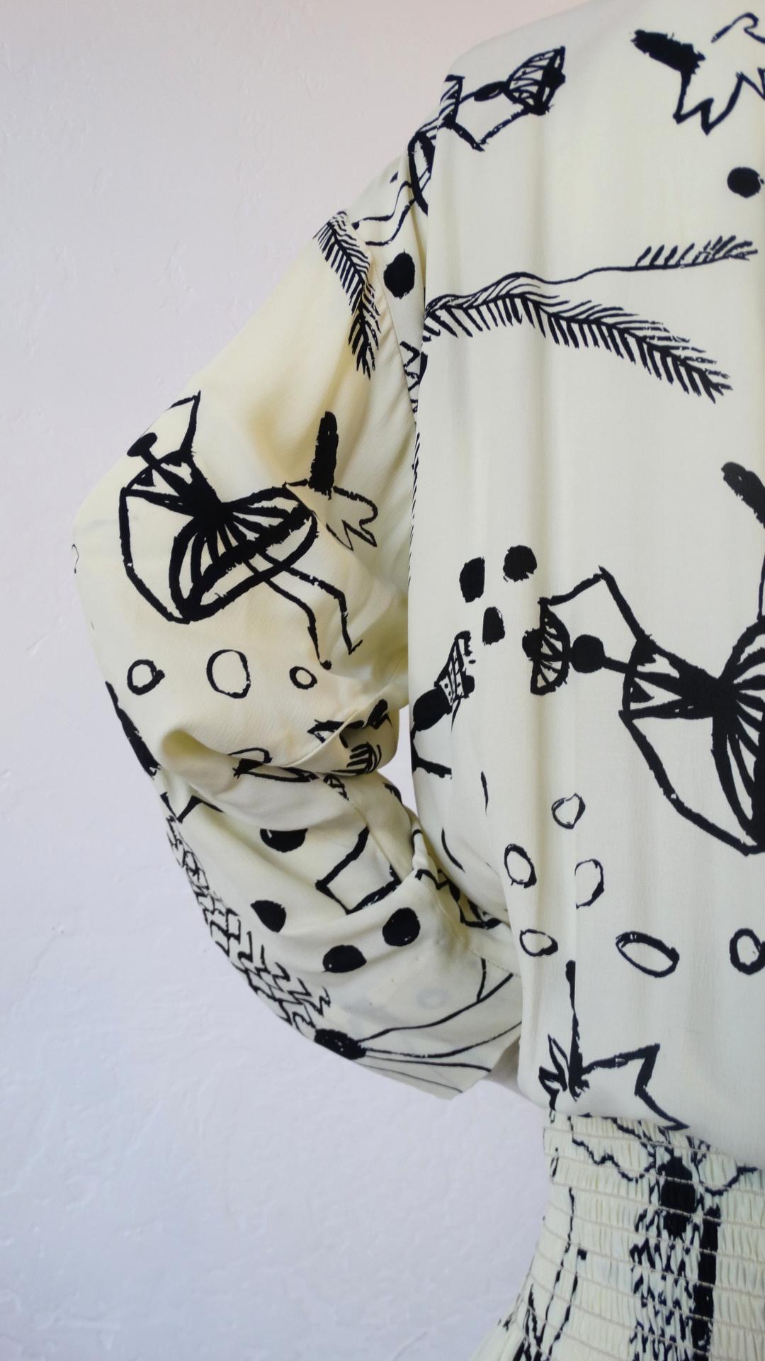1980s Nicole Miller Silk Vacation Print Dress 7