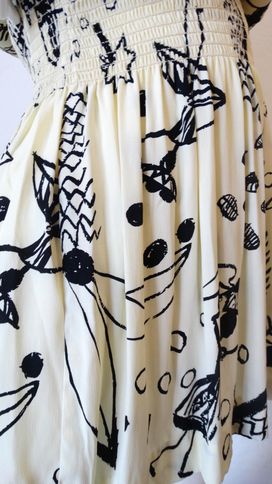 1980s Nicole Miller Silk Vacation Print Dress 9