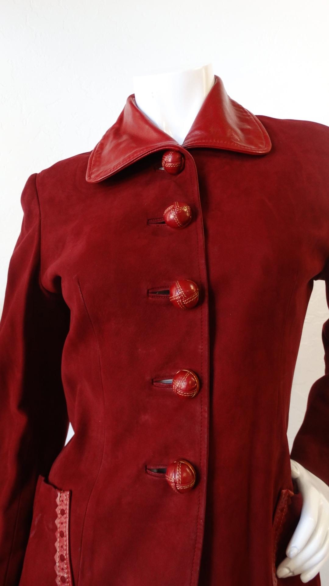 1980s Christian Dior Numbered Boutique Red Leather Jacket  2