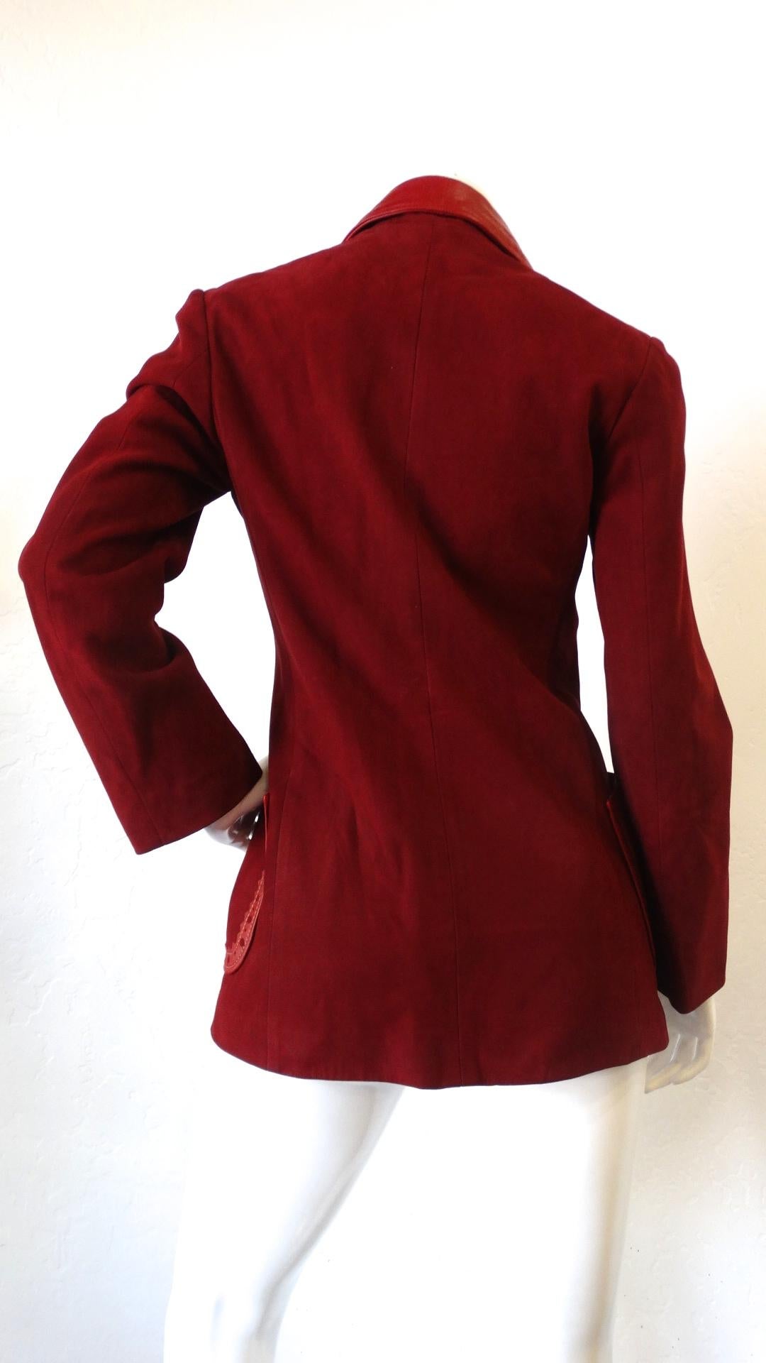 1980s Christian Dior Numbered Boutique Red Leather Jacket  In Good Condition In Scottsdale, AZ