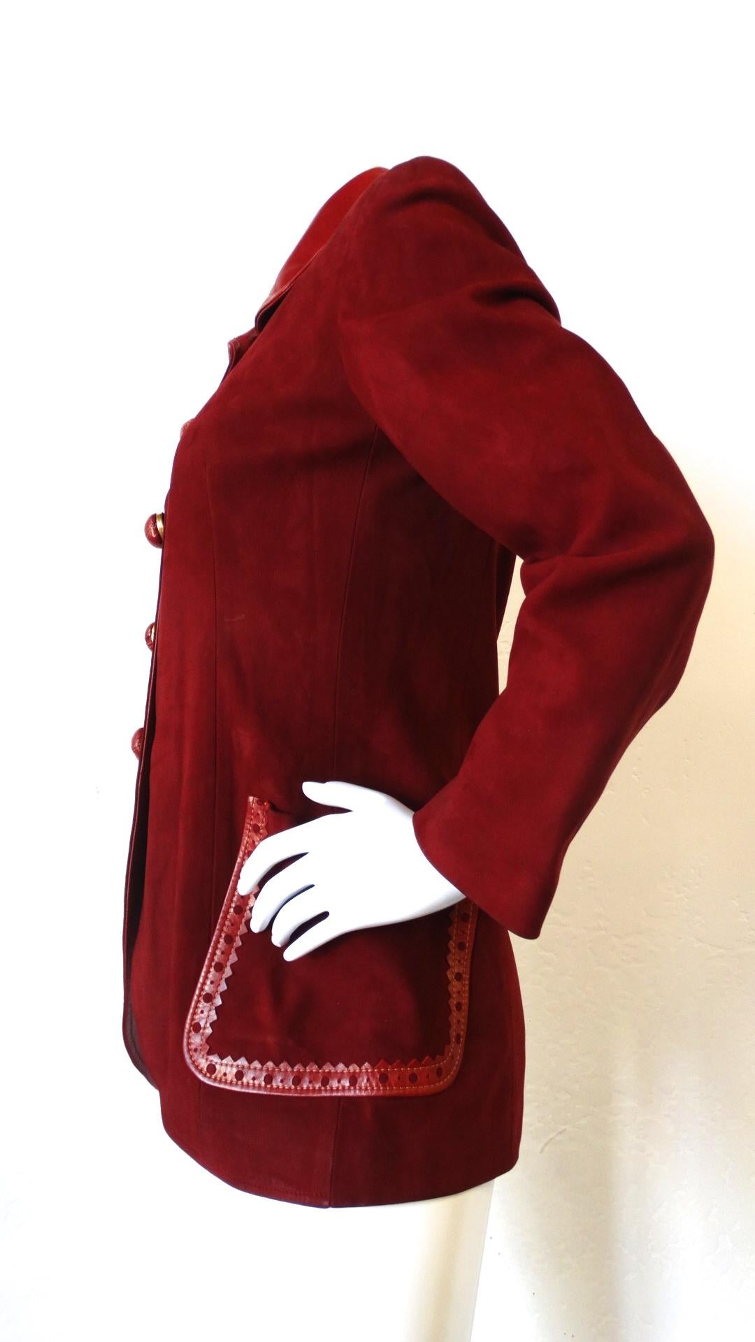 1980s Christian Dior Numbered Boutique Red Leather Jacket  10