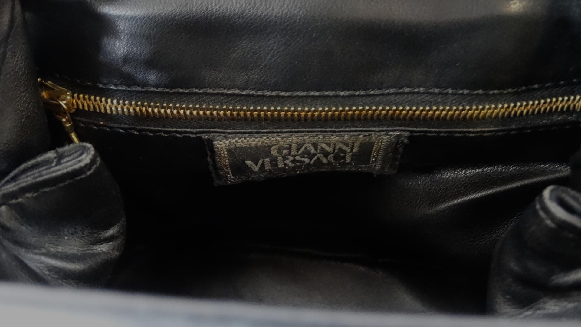 1990s Gianni Versace Black Leather Handbag 5