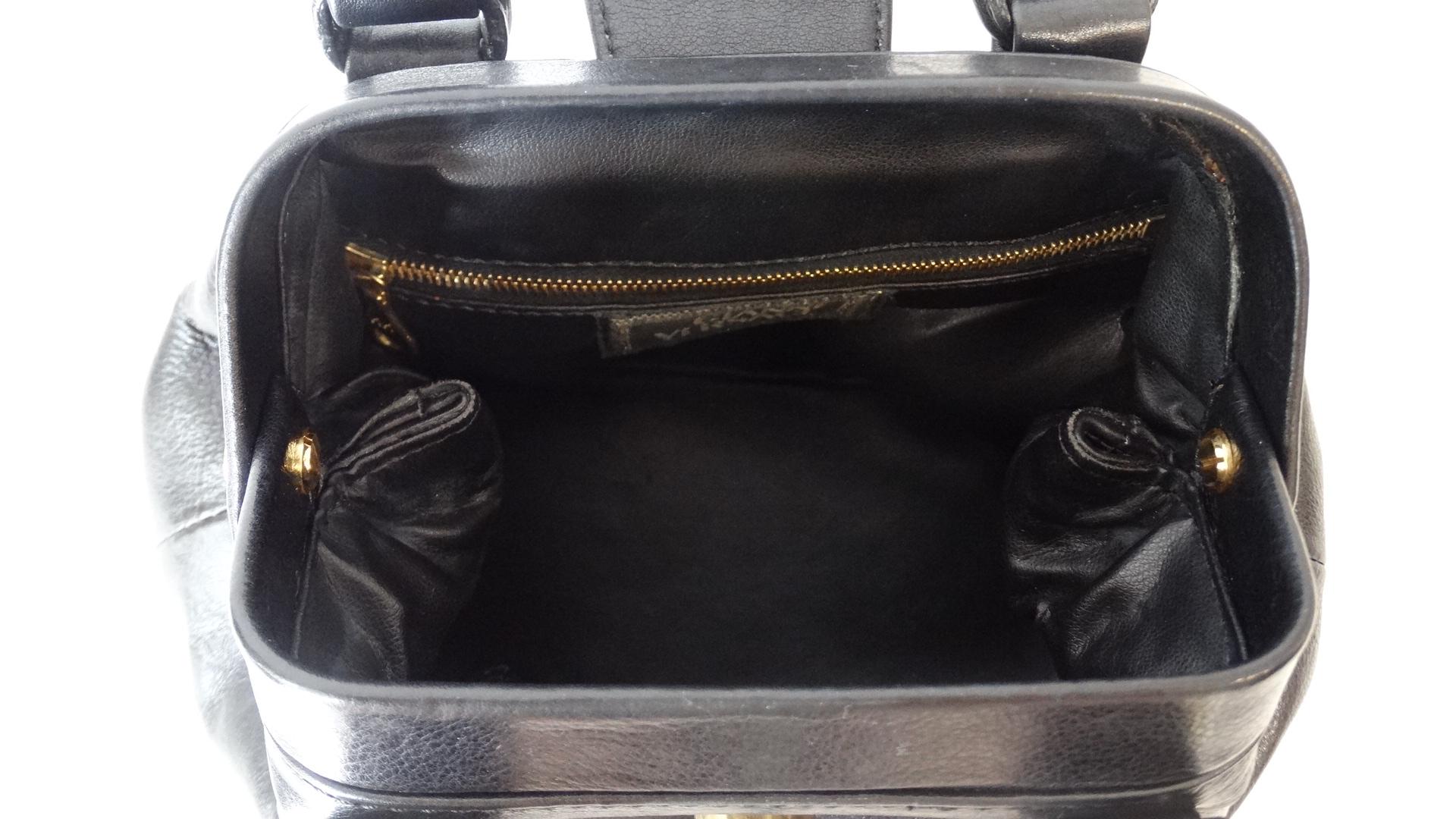 1990s Gianni Versace Black Leather Handbag 4