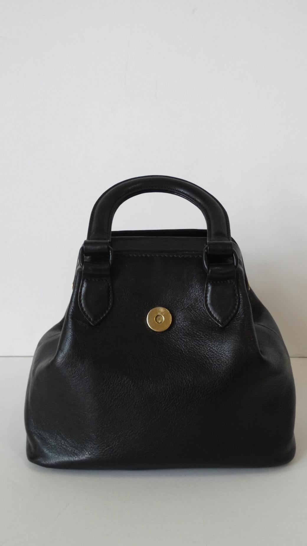 1990s Gianni Versace Black Leather Handbag 1