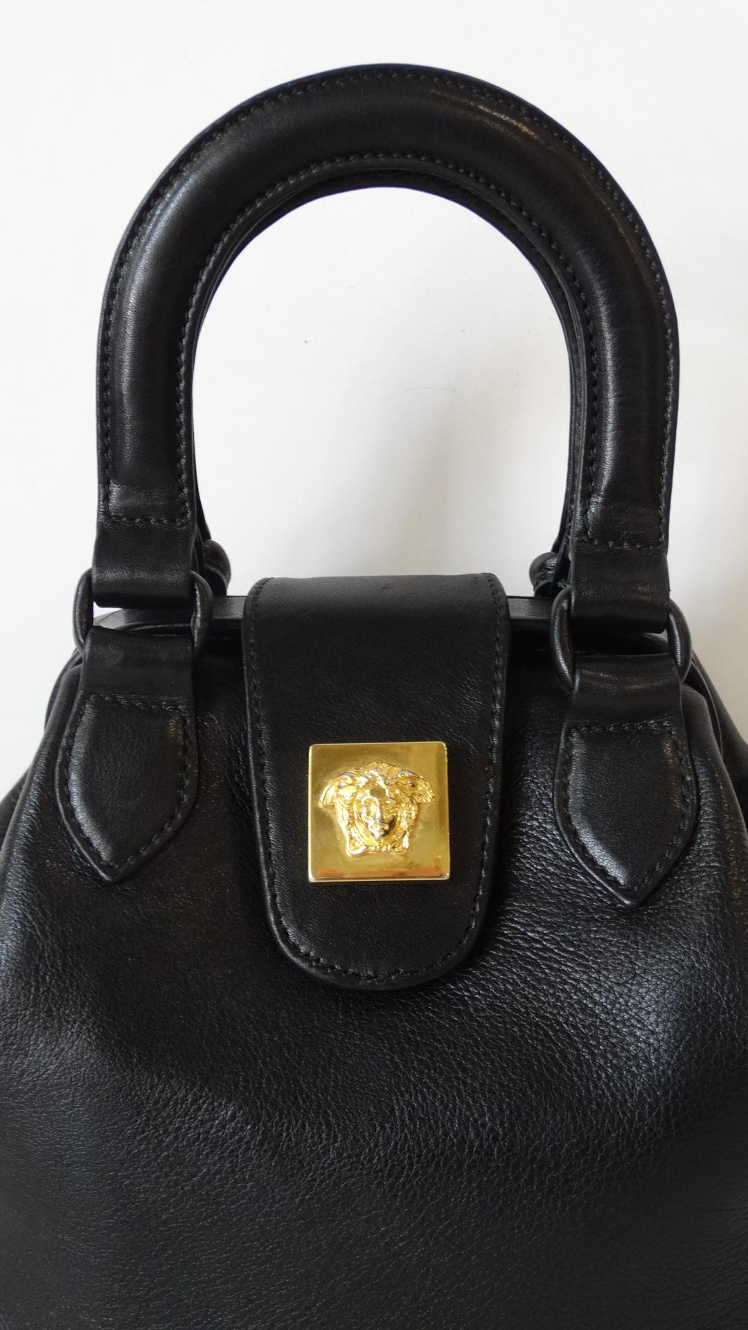 1990s Gianni Versace Black Leather Handbag 3