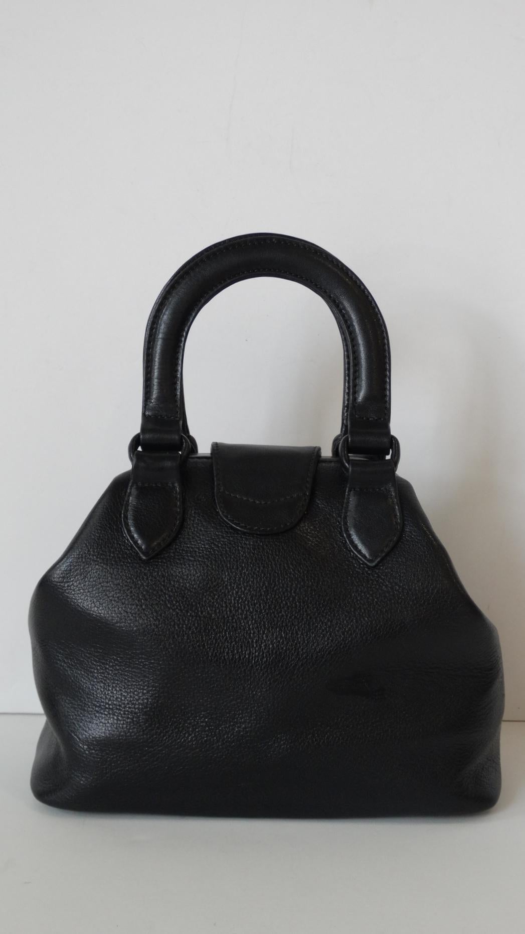 1990s Gianni Versace Black Leather Handbag 7