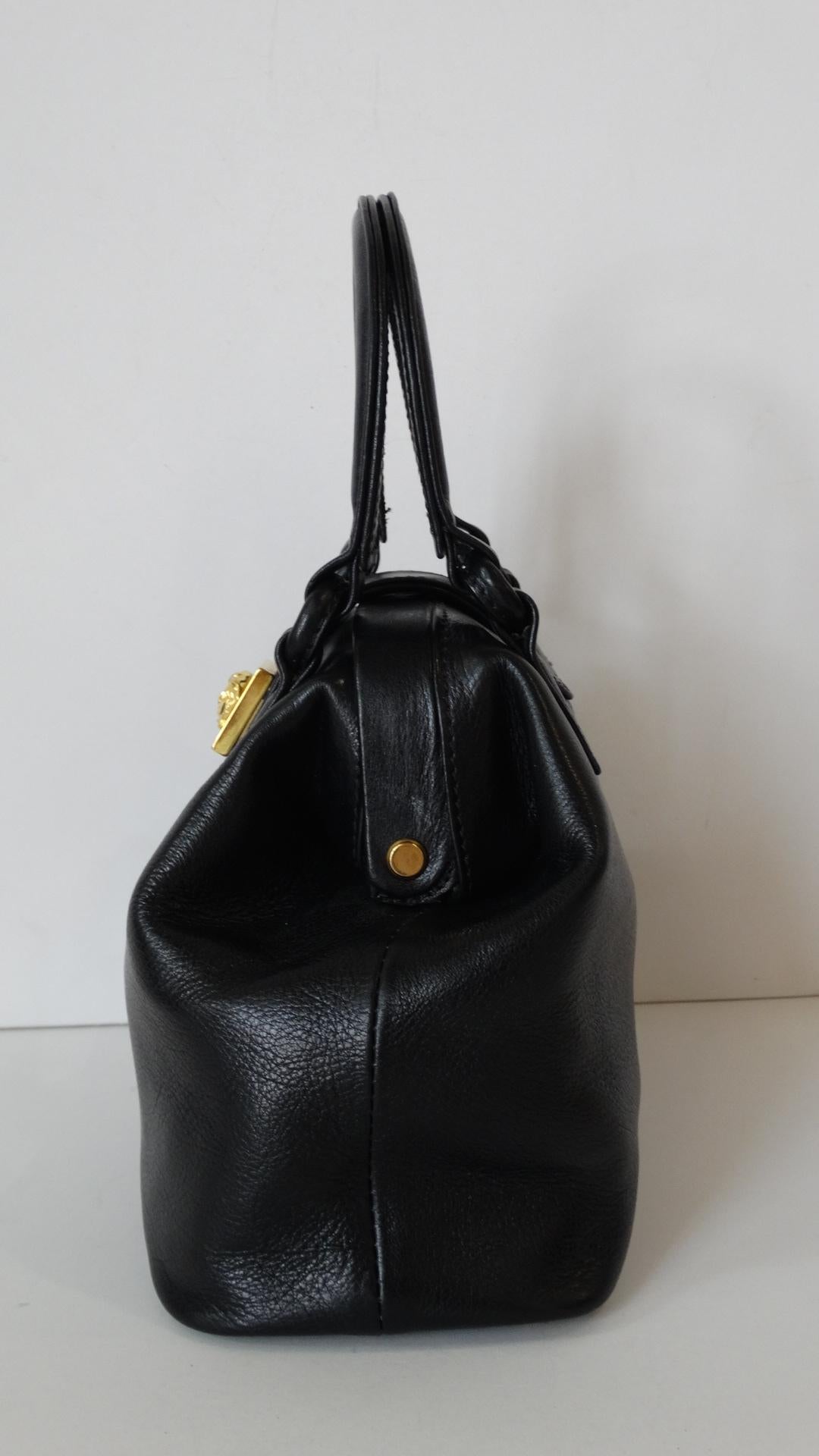 1990s Gianni Versace Black Leather Handbag 9