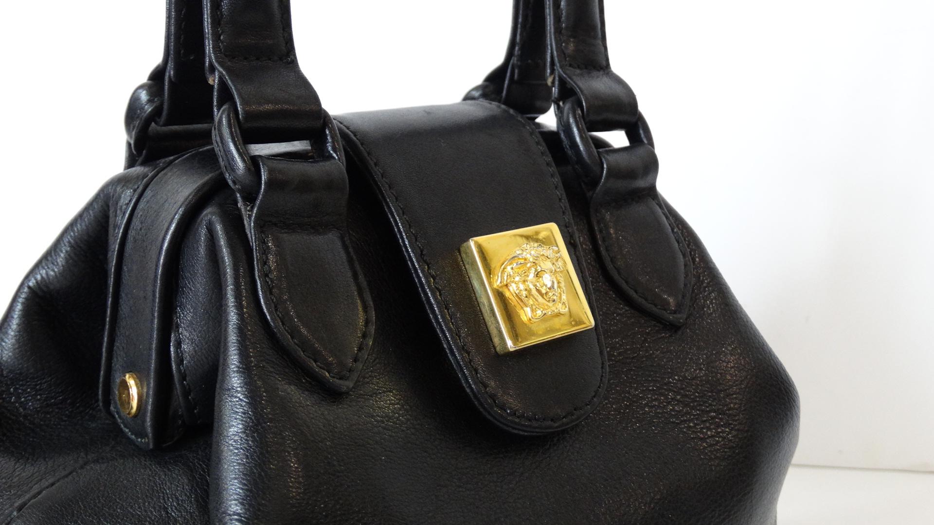 1990s Gianni Versace Black Leather Handbag 10