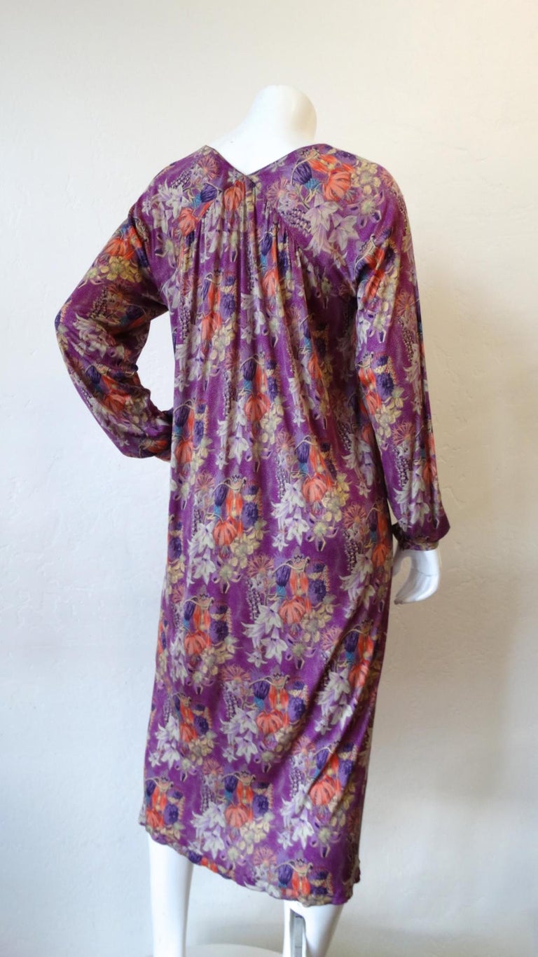 Rare 1973 Missoni Silk Floral Dress With Woven Belt For Sale at 1stdibs