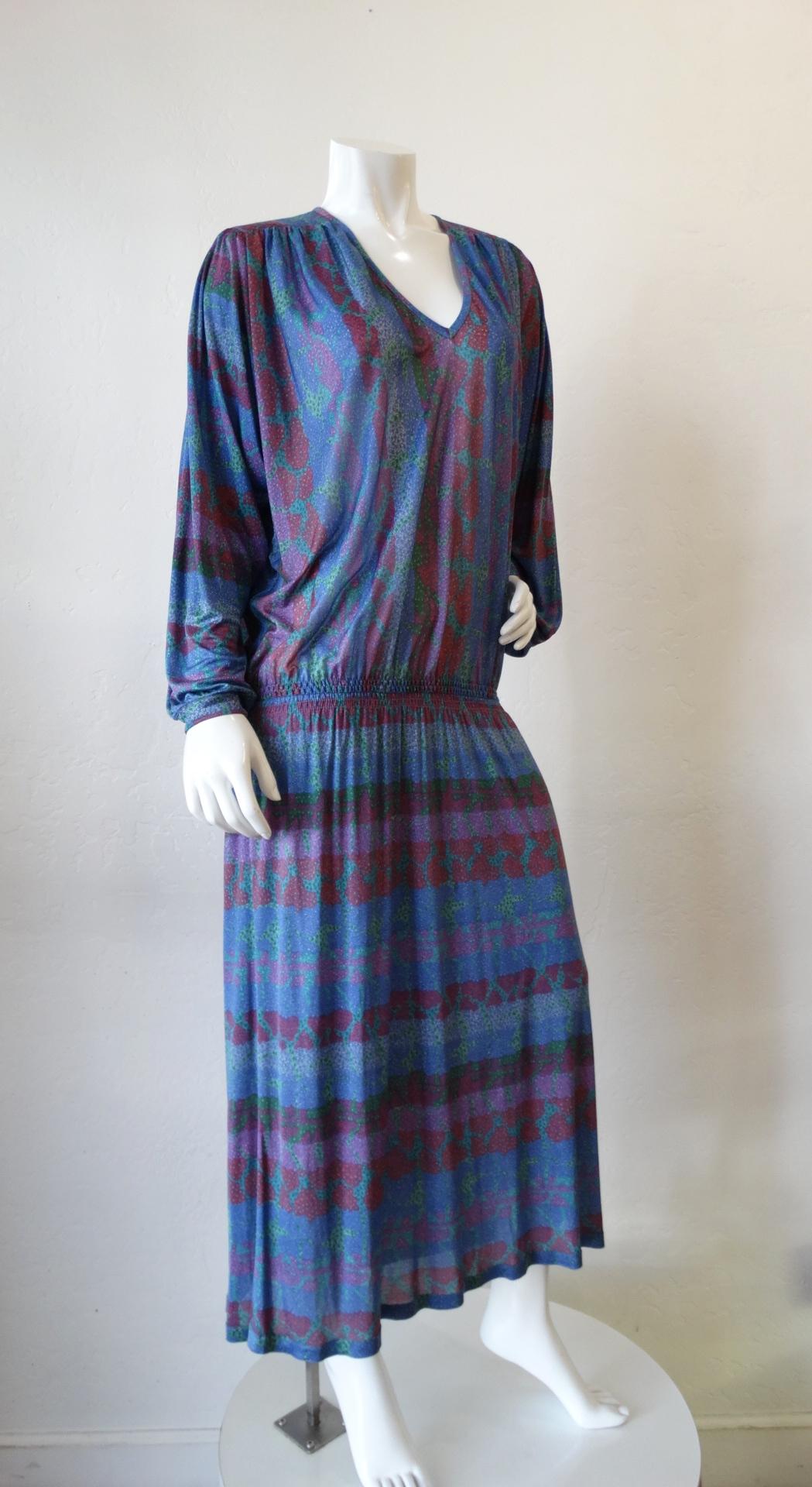 Purple 1970s Missoni Silk Abstract Dress