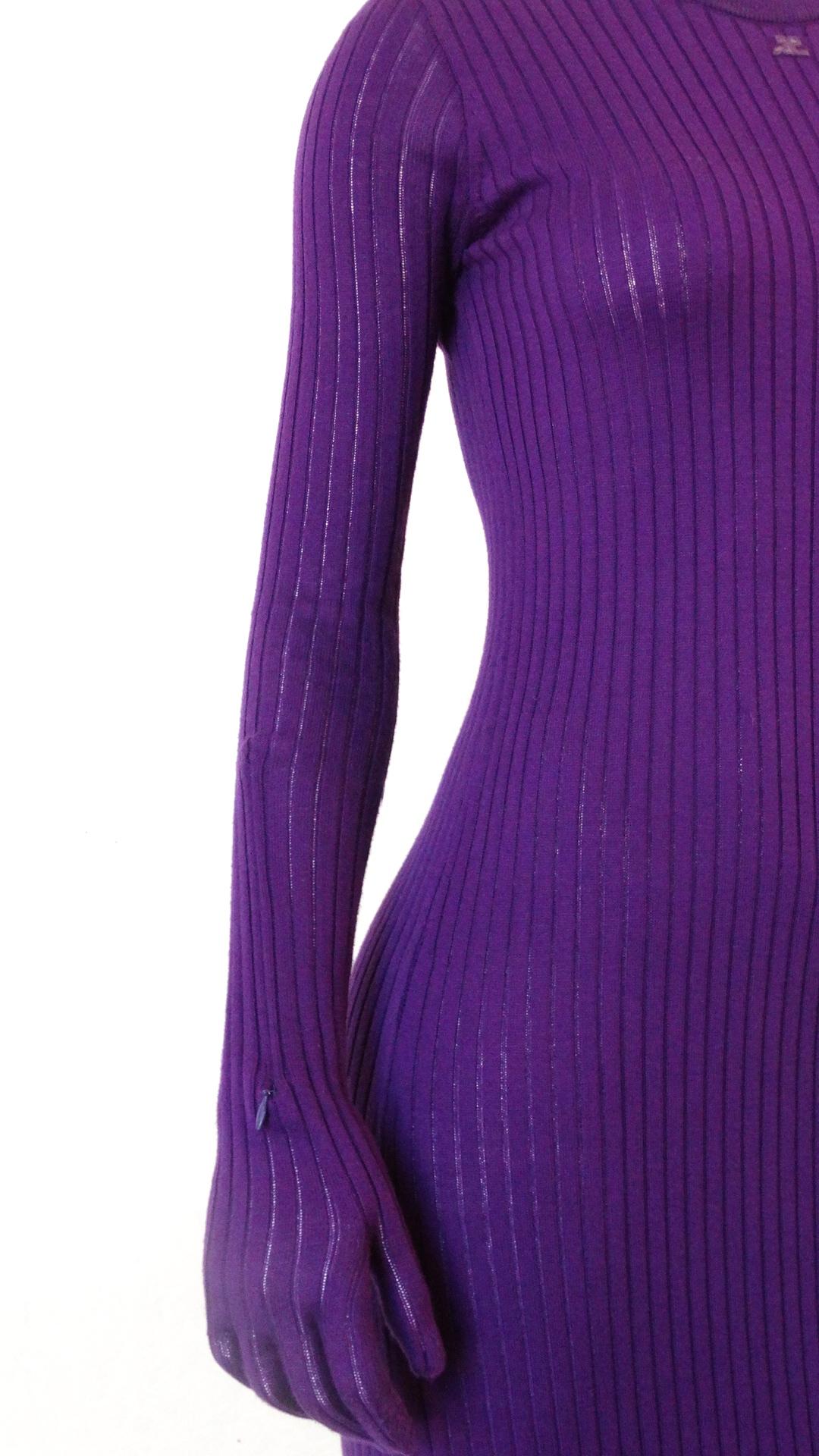 2000s Courreges Paris Ribbed Knit Glove Dress 7