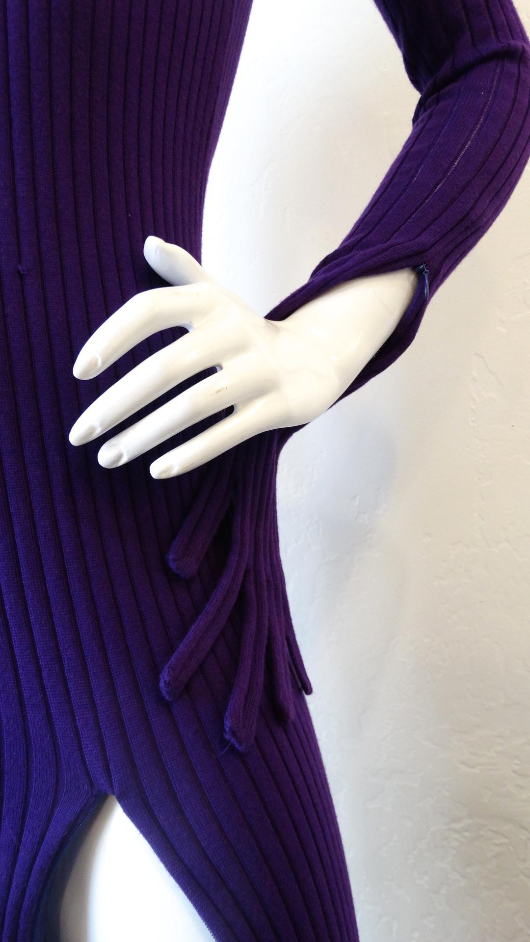 2000s Courreges Paris Ribbed Knit Glove Dress 8