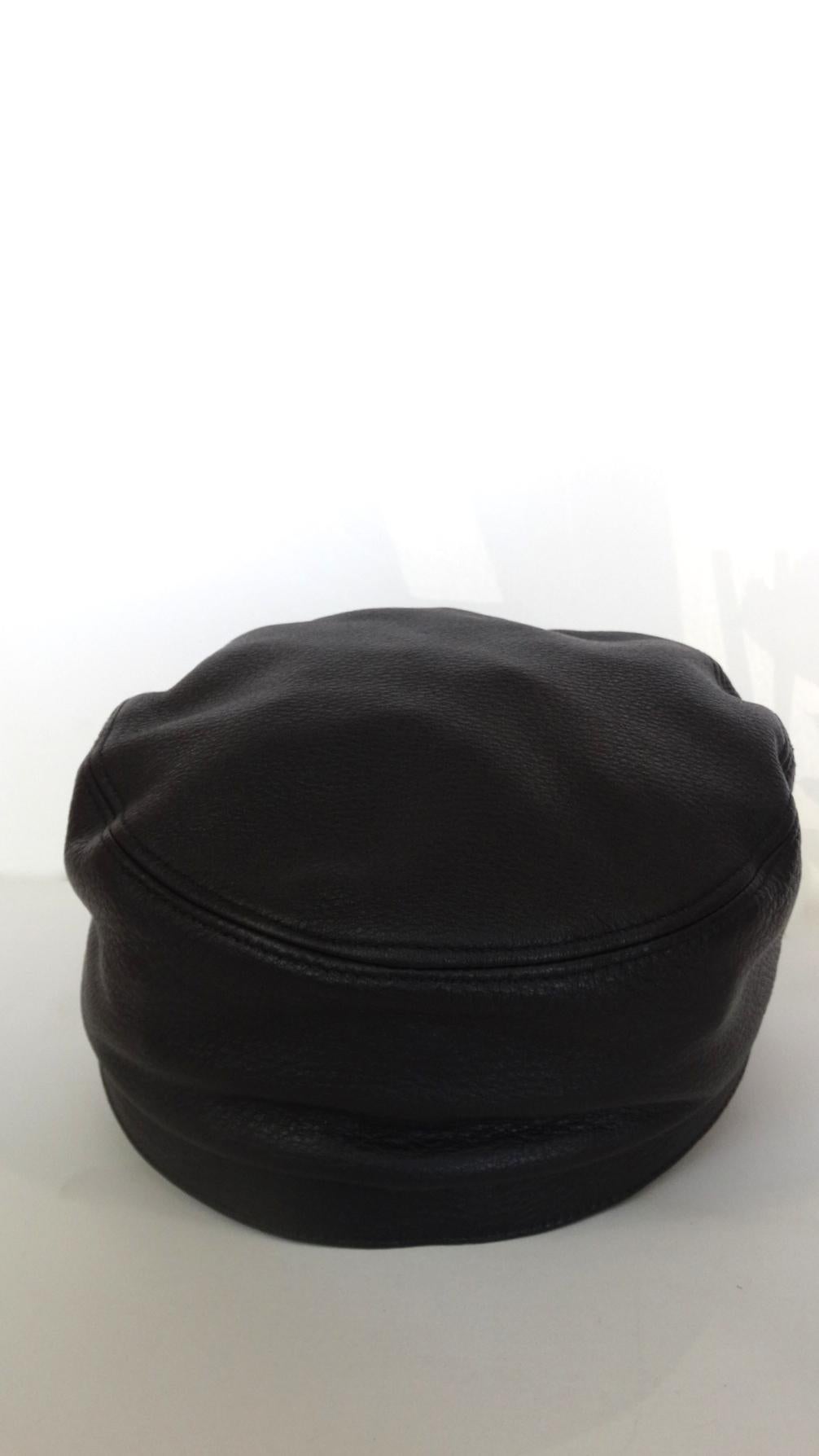 Women's or Men's 2000s Gucci Black Leather Train Conductor Hat 