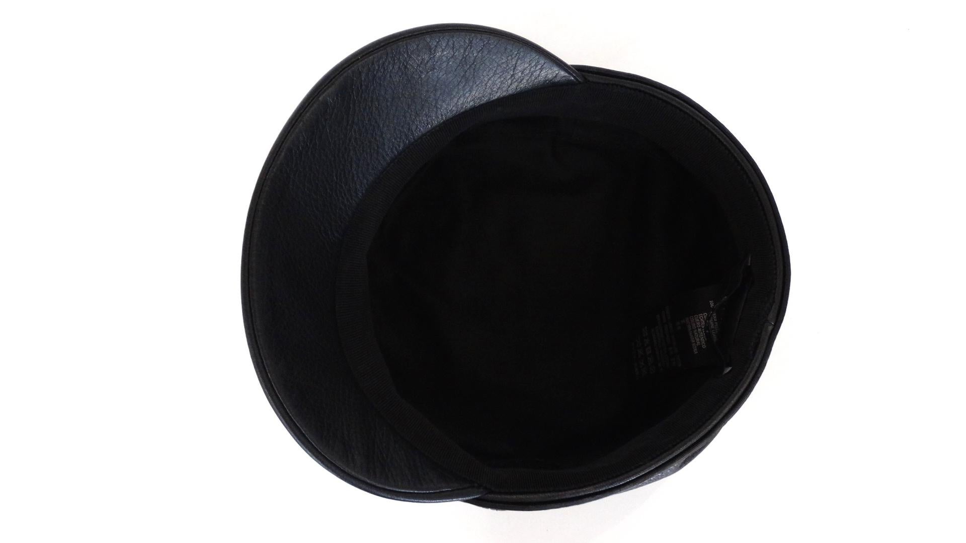 2000s Gucci Black Leather Train Conductor Hat  3