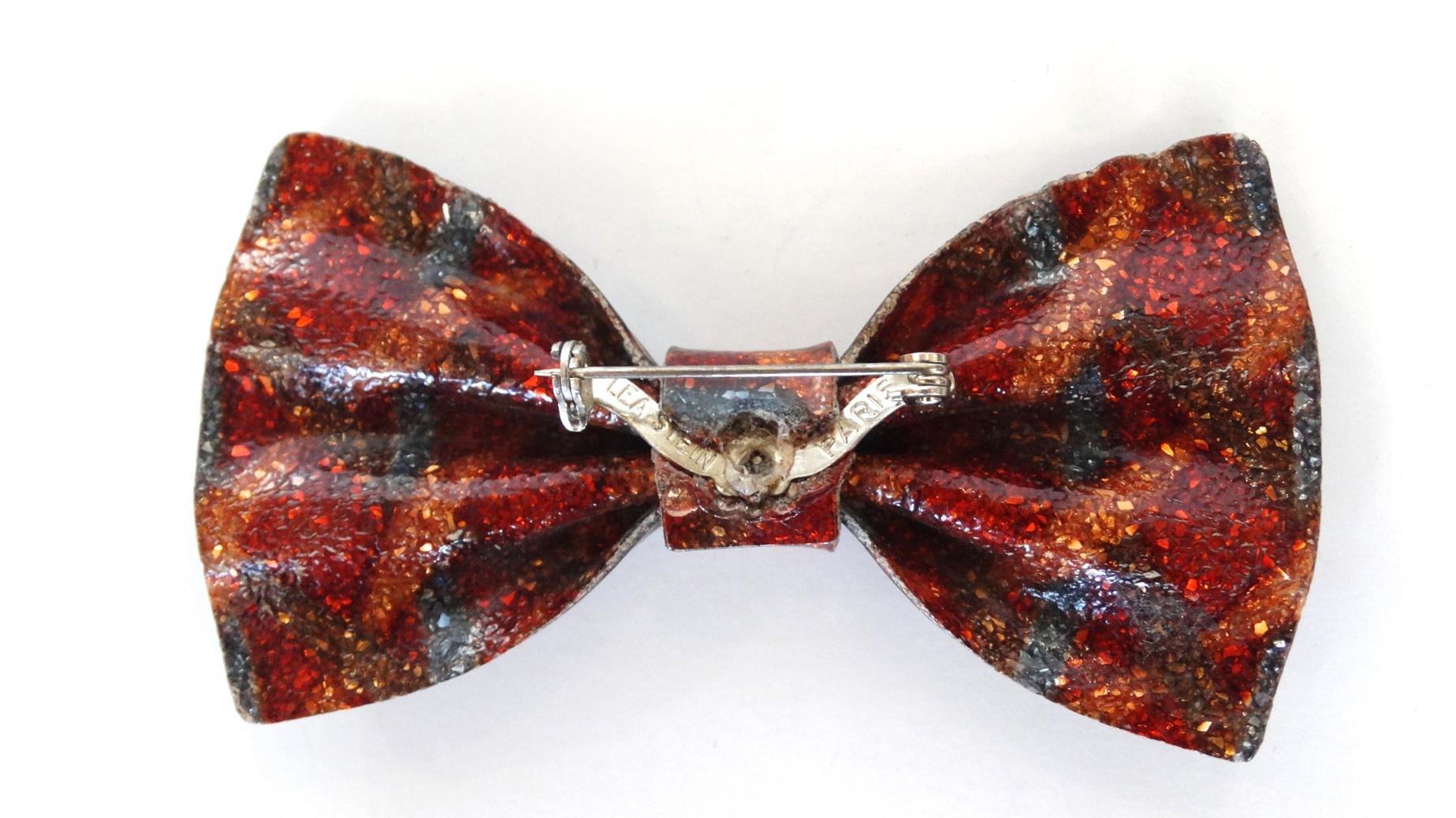 Women's or Men's 1970s Lea Stein Multicolored Bow Tie Brooch For Sale