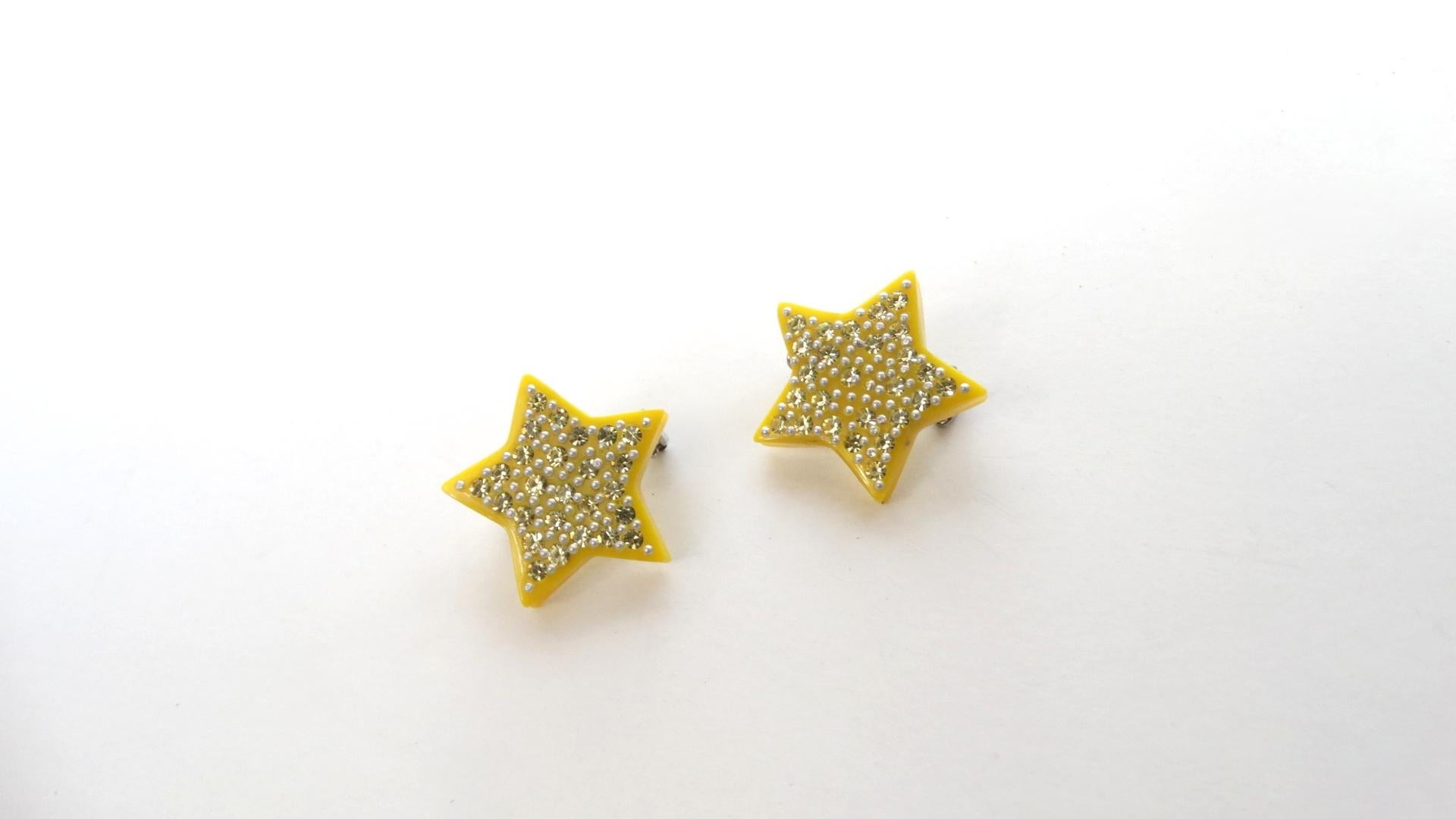 1970s Lea Stein Jewel Encrusted Mini Star Pins In Good Condition In Scottsdale, AZ