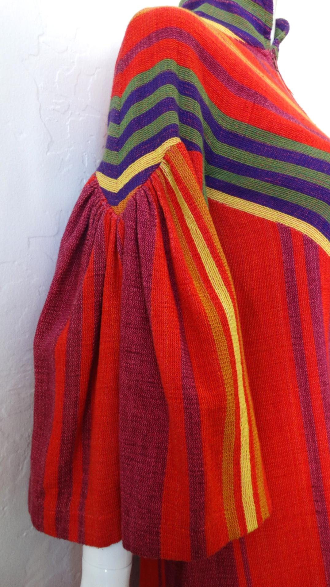 1970s Rikma Rainbow Asymmetrical Striped Zip-Up Dress  In Good Condition In Scottsdale, AZ