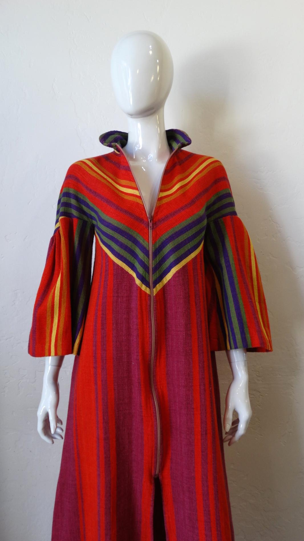1970s Rikma Rainbow Asymmetrical Striped Zip-Up Dress  6