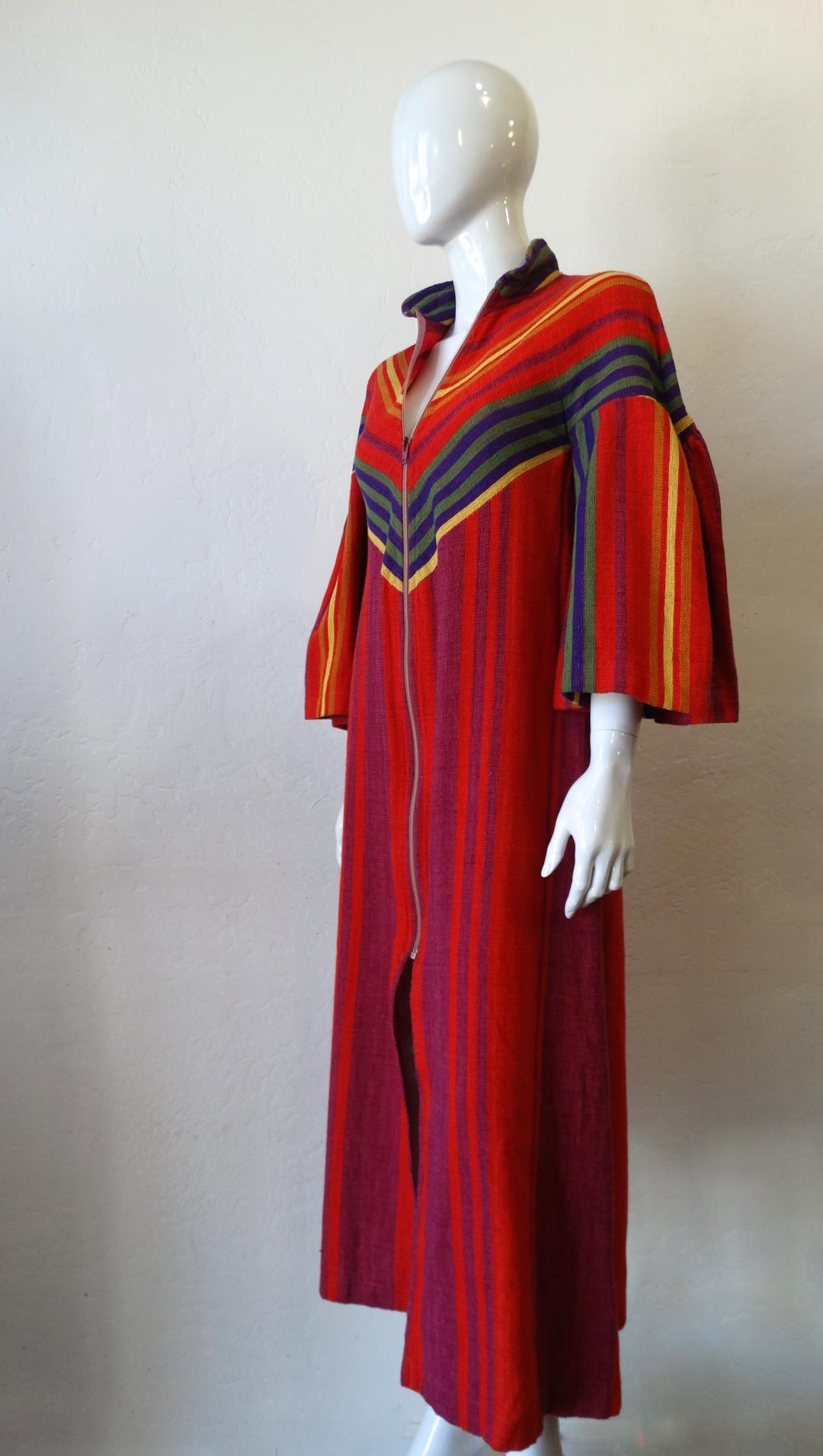 1970s Rikma Rainbow Asymmetrical Striped Zip-Up Dress  3