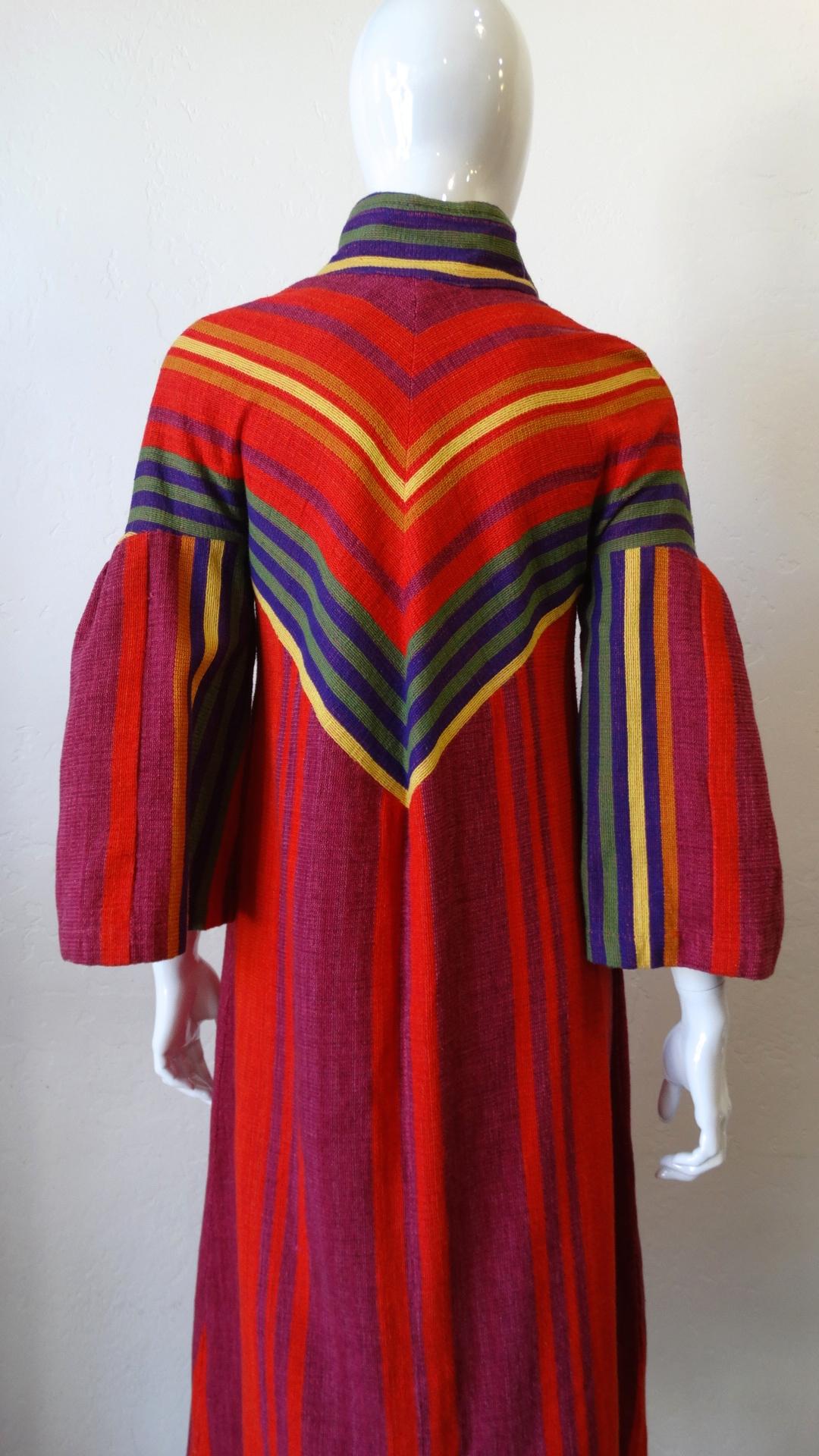 1970s Rikma Rainbow Asymmetrical Striped Zip-Up Dress  4