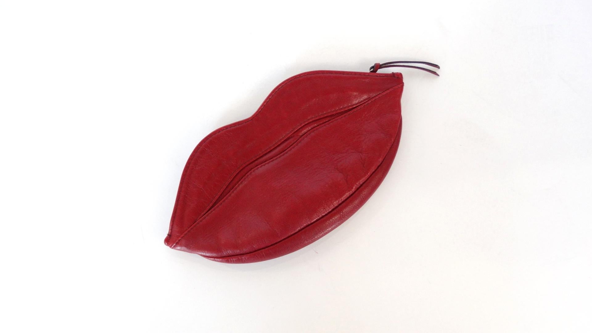 1990s Yves Saint Laurent lipstick Red Lips Pouch  3
