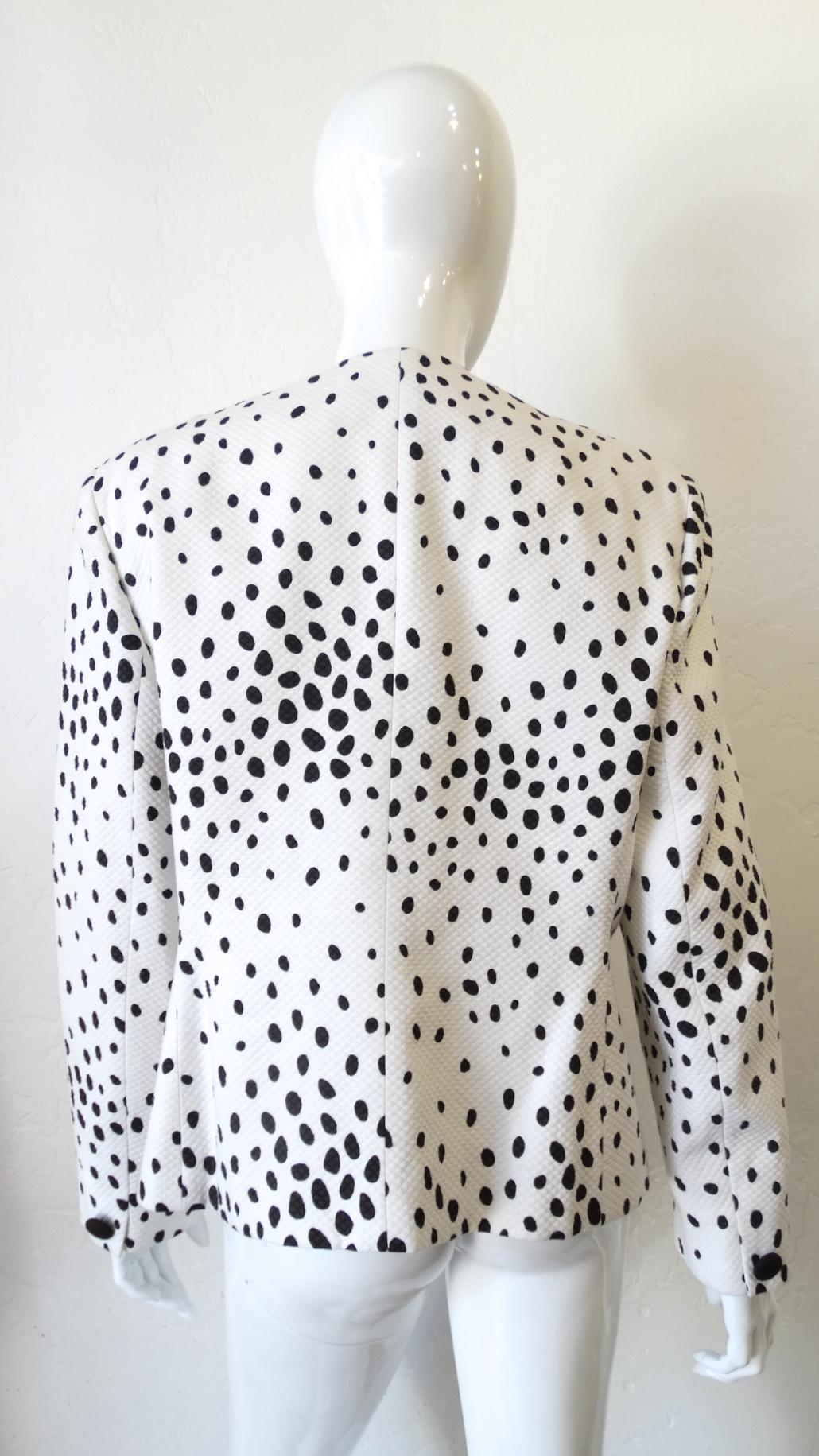 1980s Christian Dior Quilted Polka Dot Blazer  In Good Condition In Scottsdale, AZ