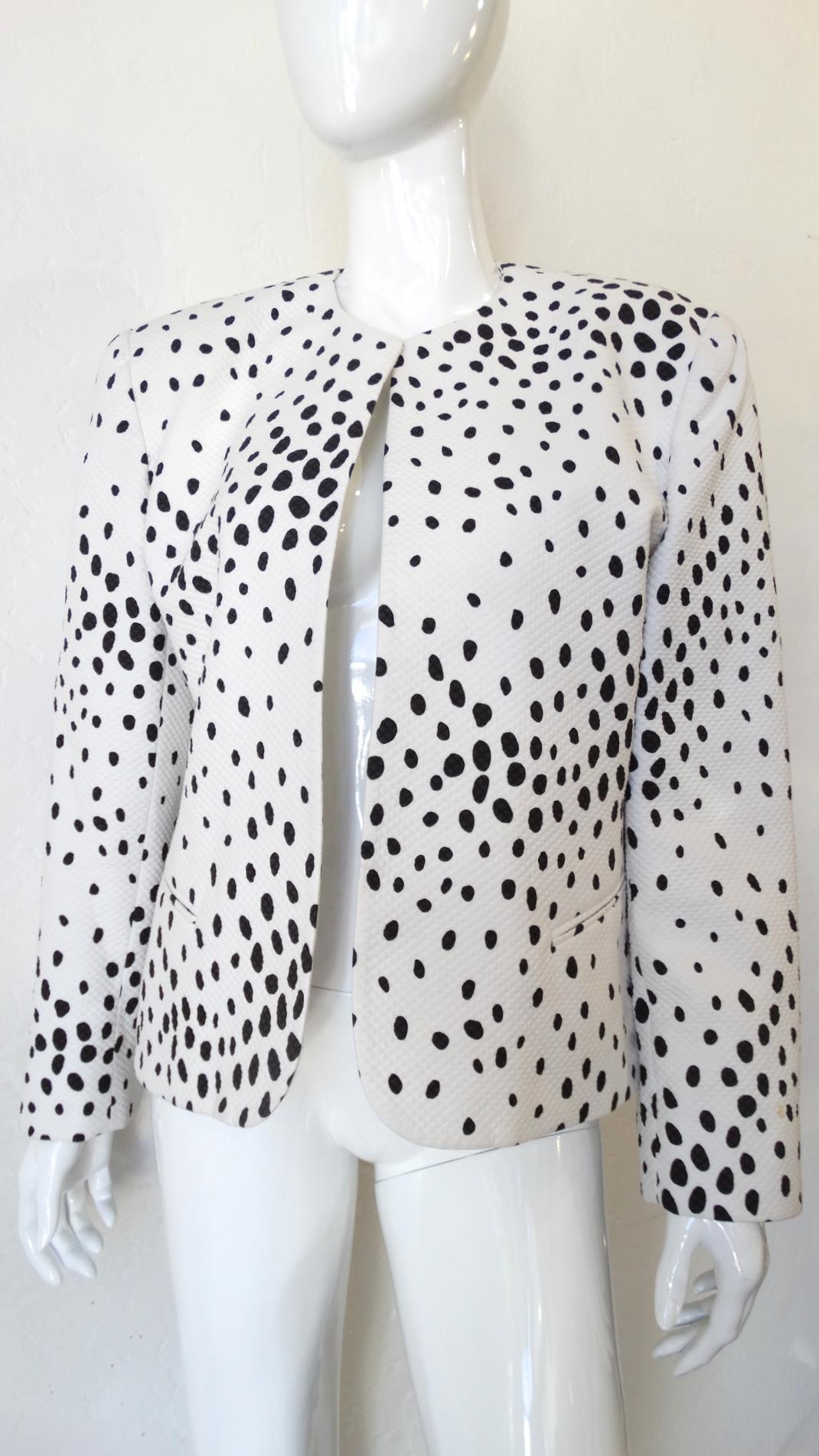 1980s Christian Dior Quilted Polka Dot Blazer  4
