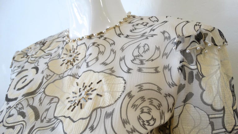 1980s Zandra Rhodes Abstract Motif Drop Waist Silk Dress For Sale 8