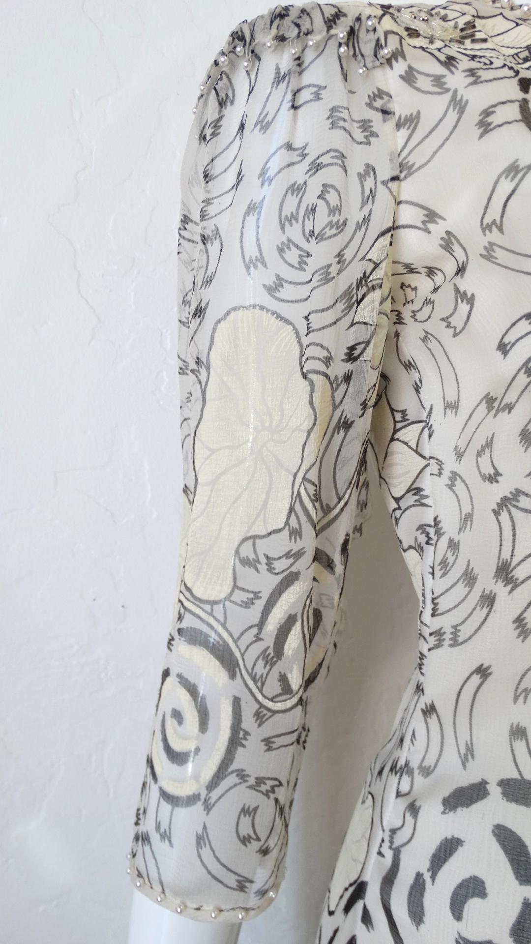 1980s Zandra Rhodes Abstract Motif Drop Waist Silk Dress For Sale 4