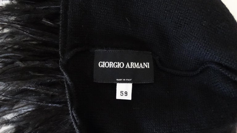 Black Giorgio Armani Beaded Ostrich Feather Statement Beanie  For Sale