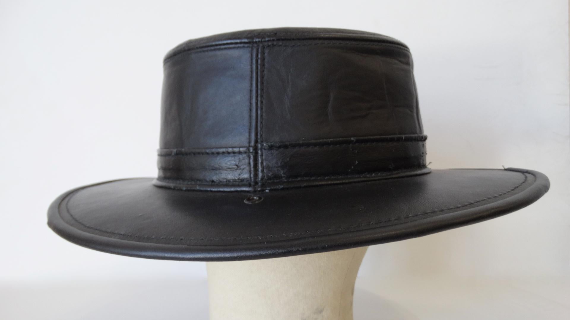 leather brim hat