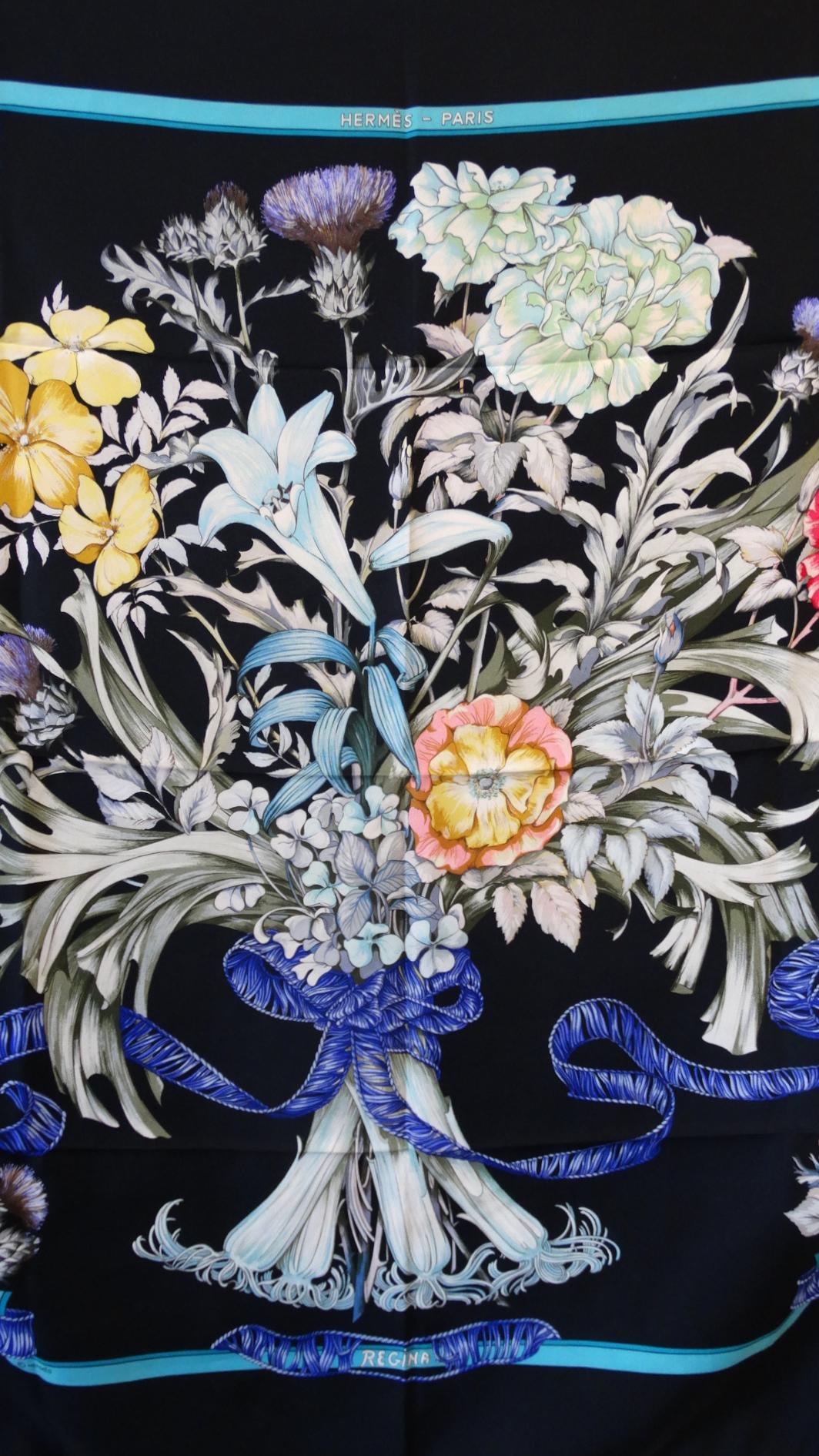 1972 Rare Hermes Regina Silk Scarf 3