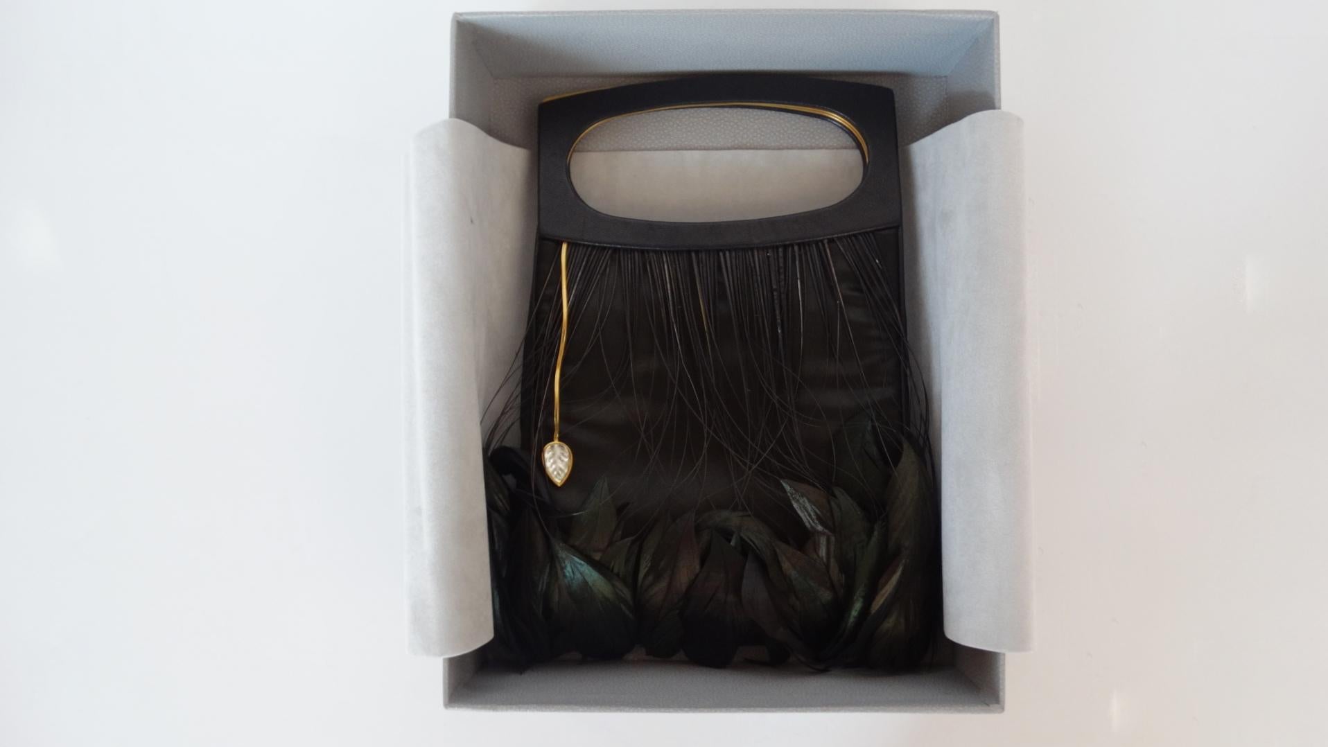 LALIQUE Feather Embellished Silk Evening Bag  4