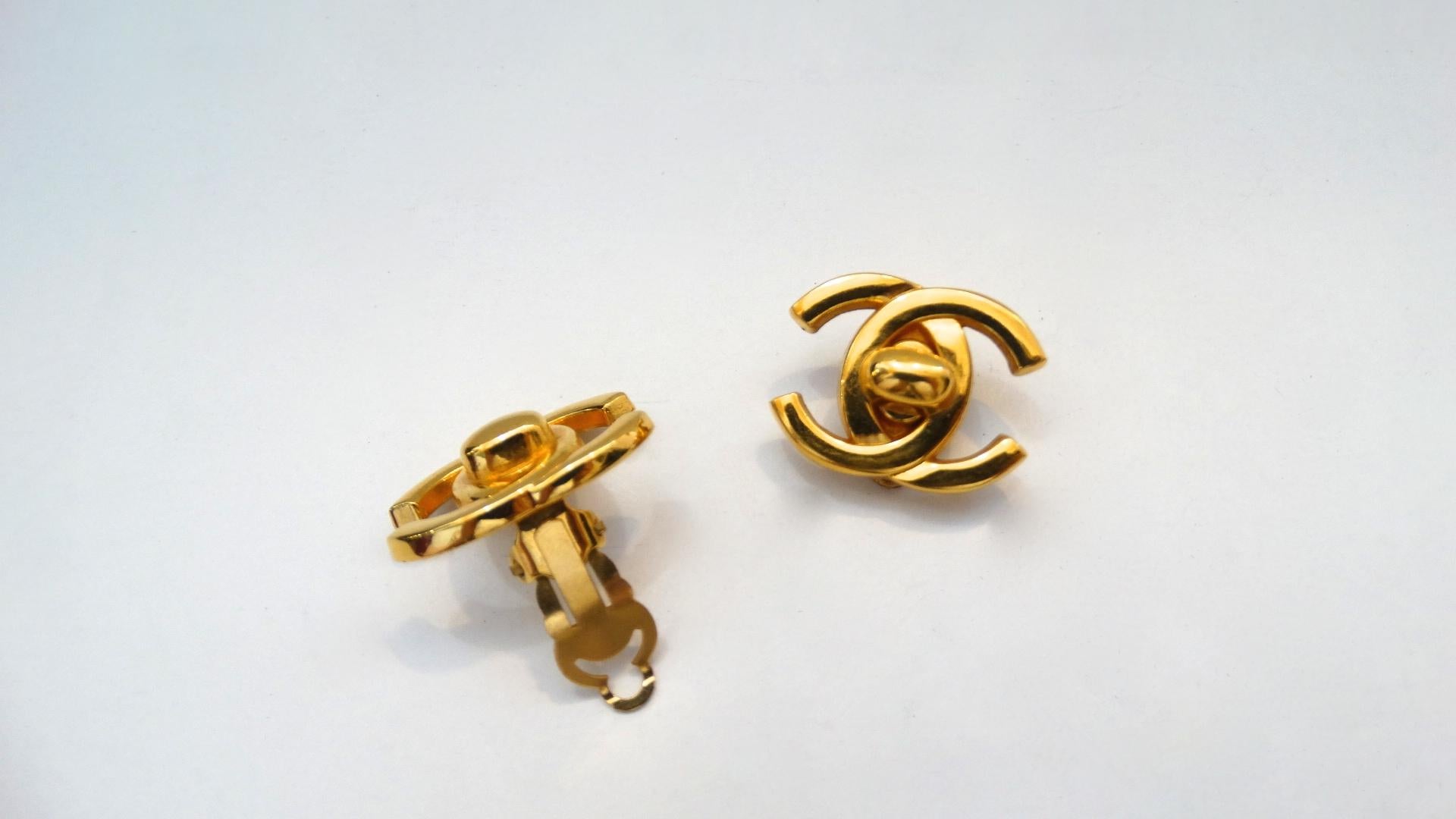 chanel lock earrings