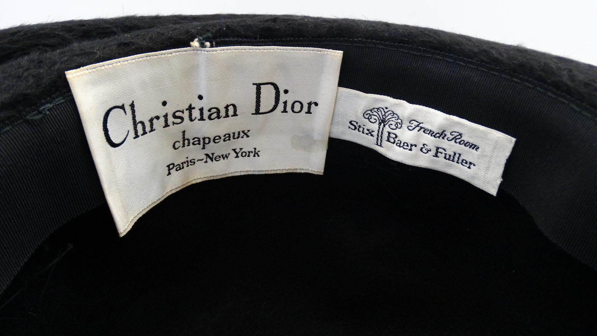 Schwarzer Filz Derby-Hut von Christian Dior aus den 1960er Jahren im Zustand „Gut“ im Angebot in Scottsdale, AZ